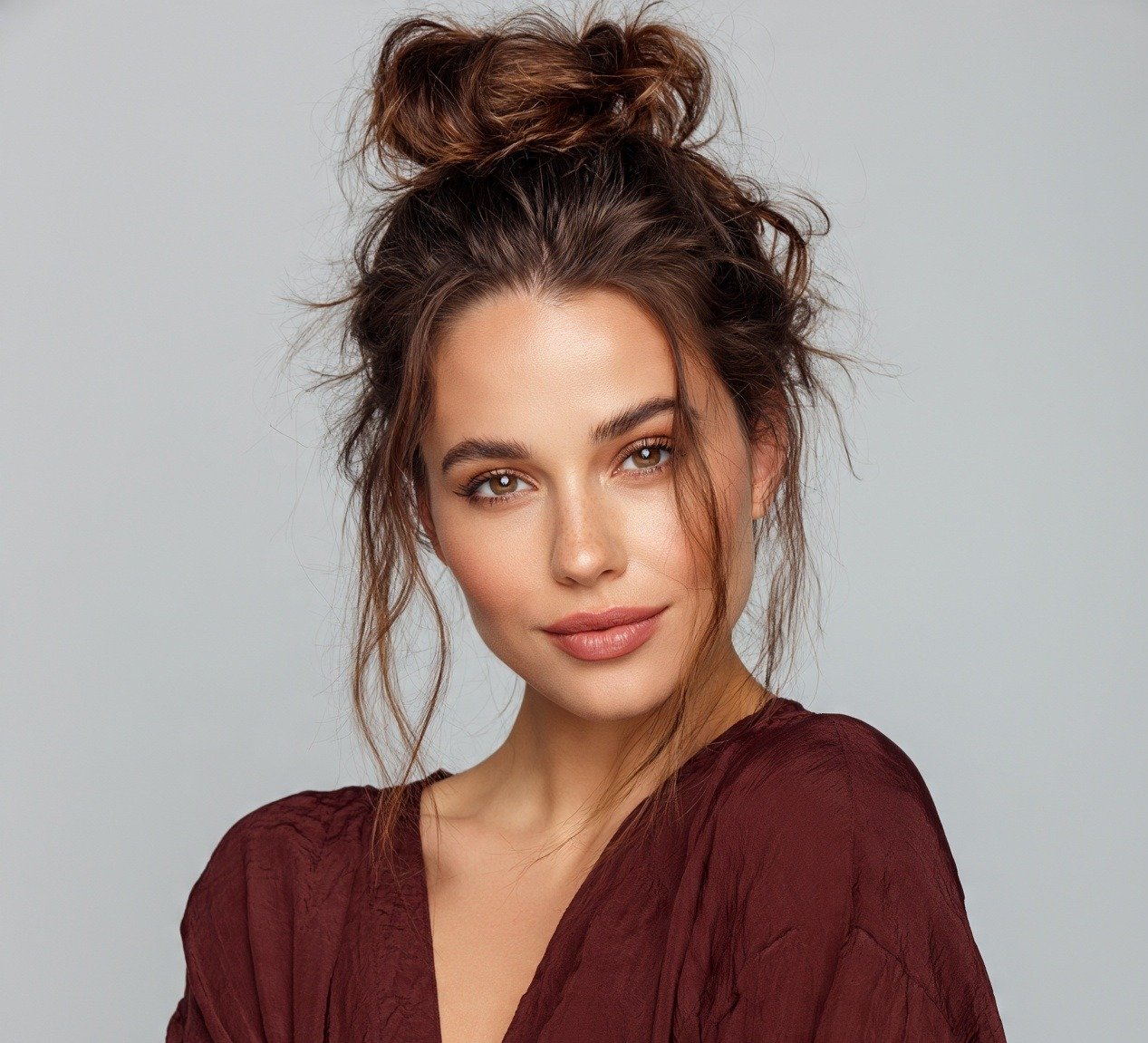 15 Bun Hairstyles for Long Hair: Trending Ideas Worth Pinning 3 2. Messy Top Bun For Long Hair