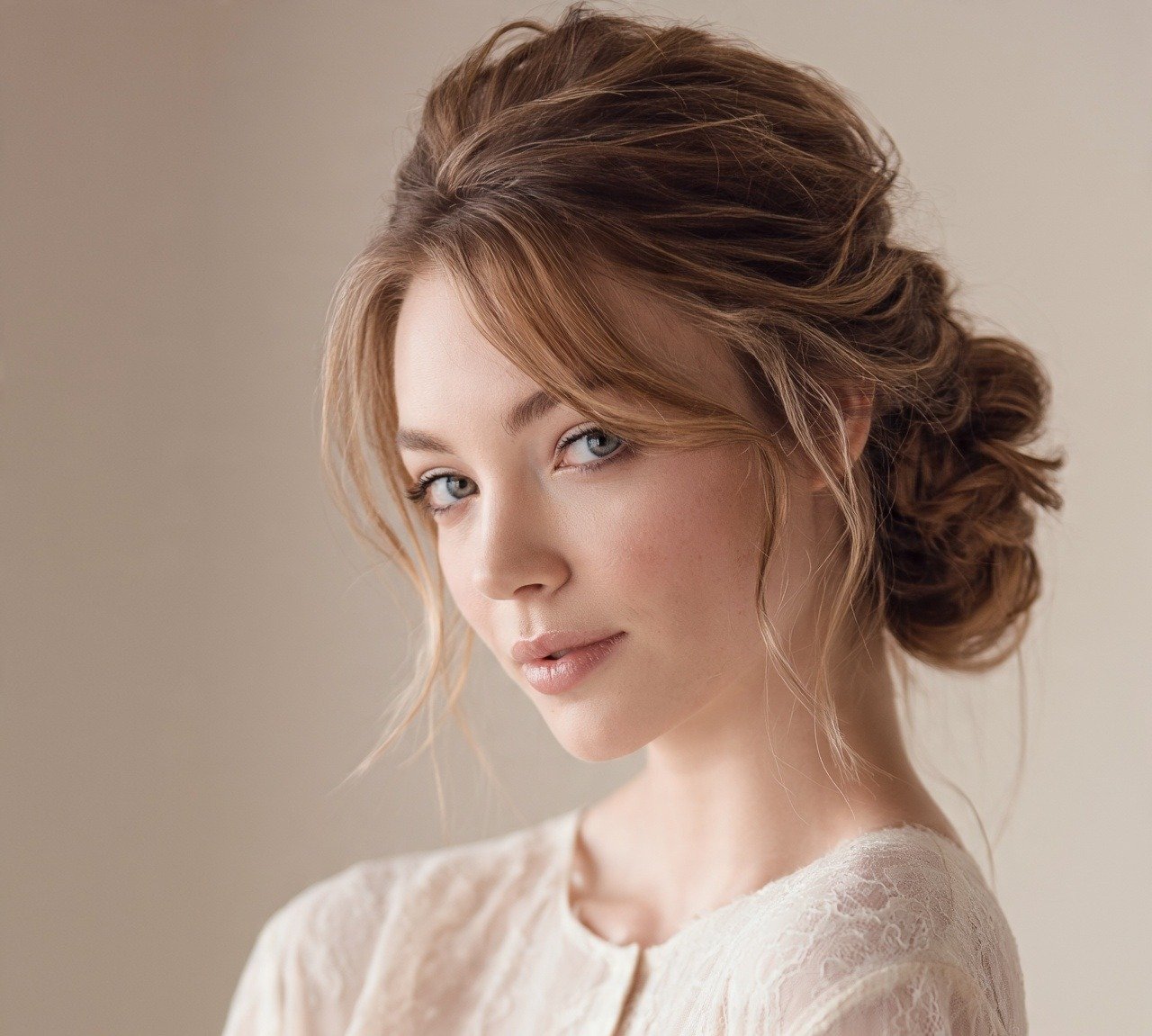 2. Romantic Loose Bridal Bun Wedding Hairstyles