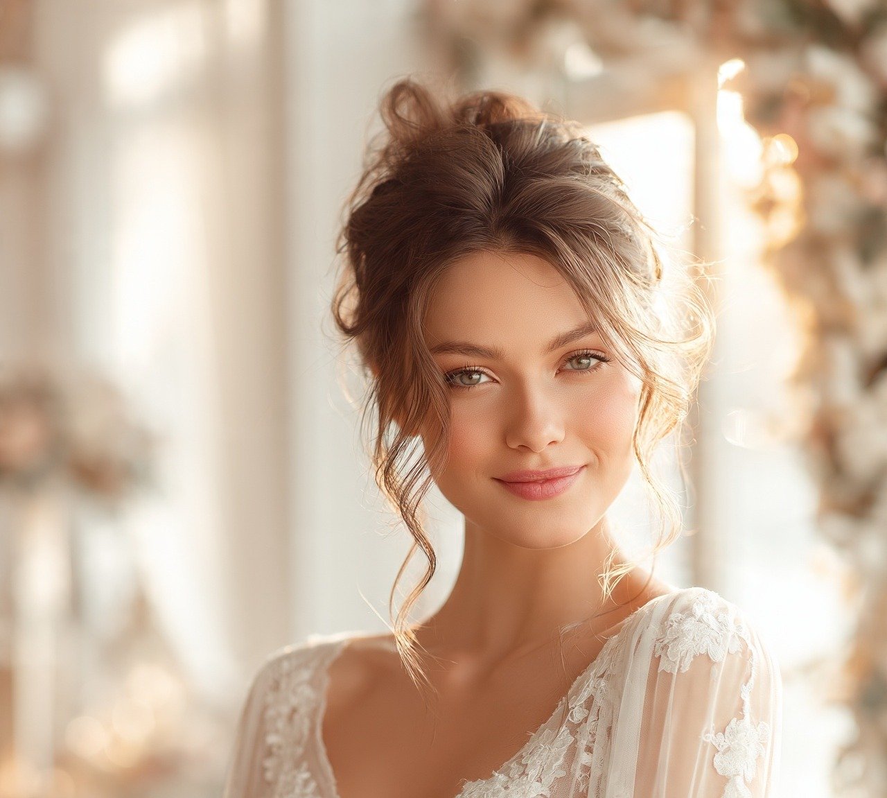 2. Romantic Loose Updo Bun Wedding Hairstyles