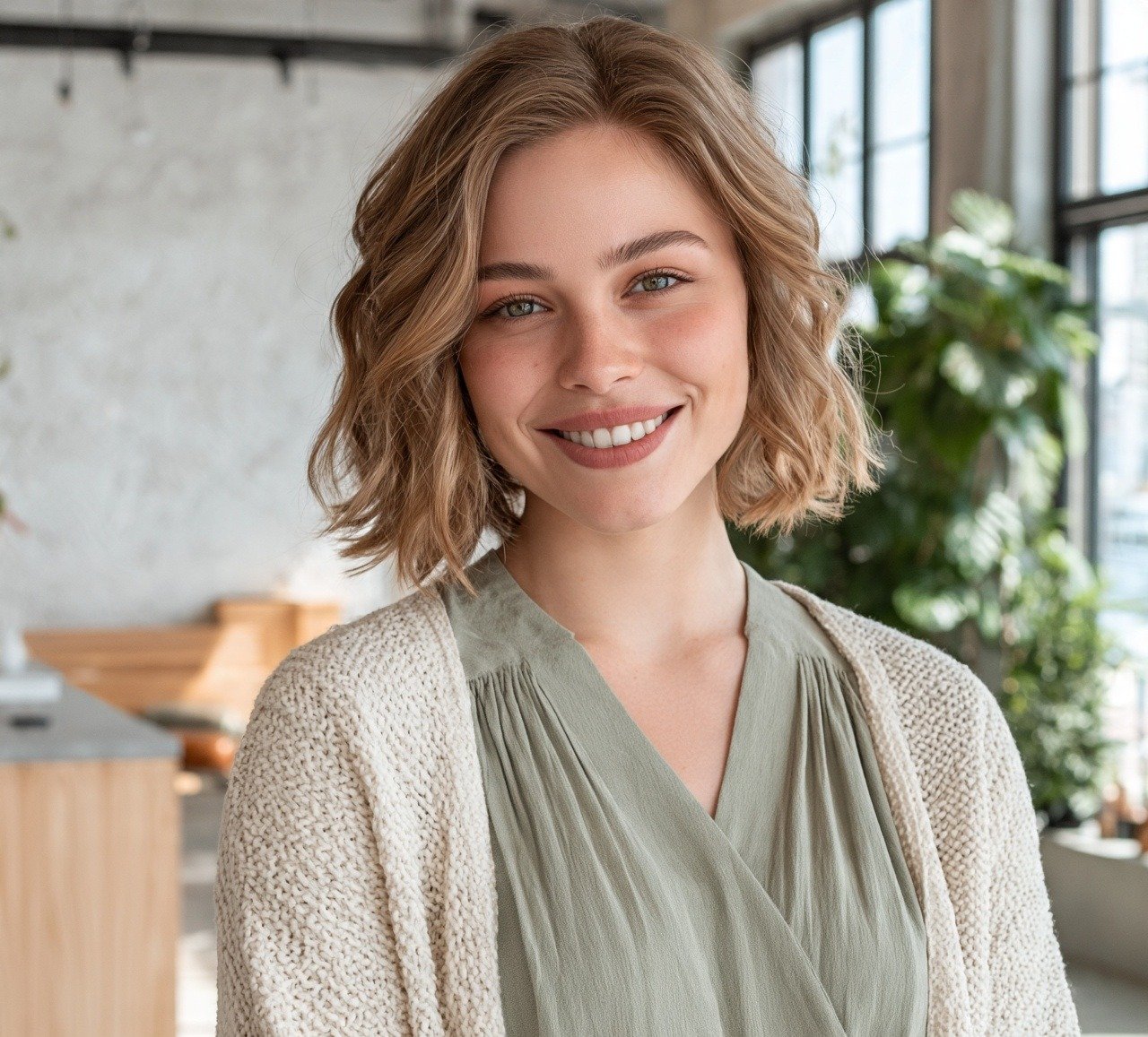 2. Wavy Bob with Soft Ends Hairstyles 1