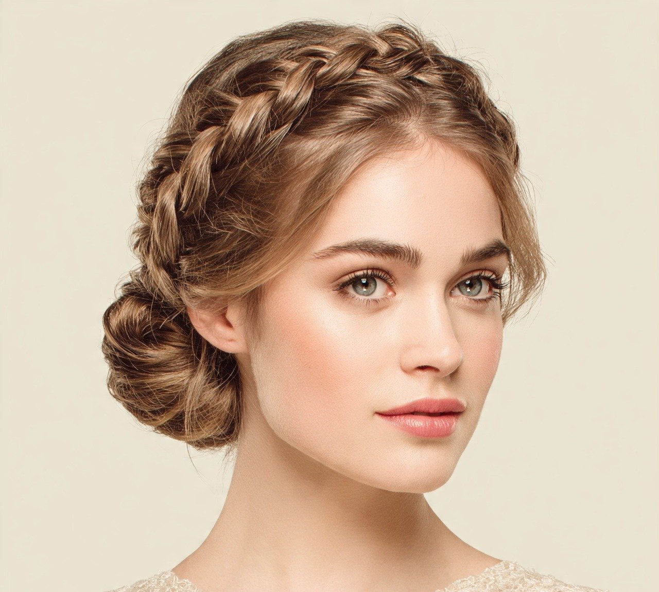 3. Braided Crown Bun Wedding Hairstyles 1