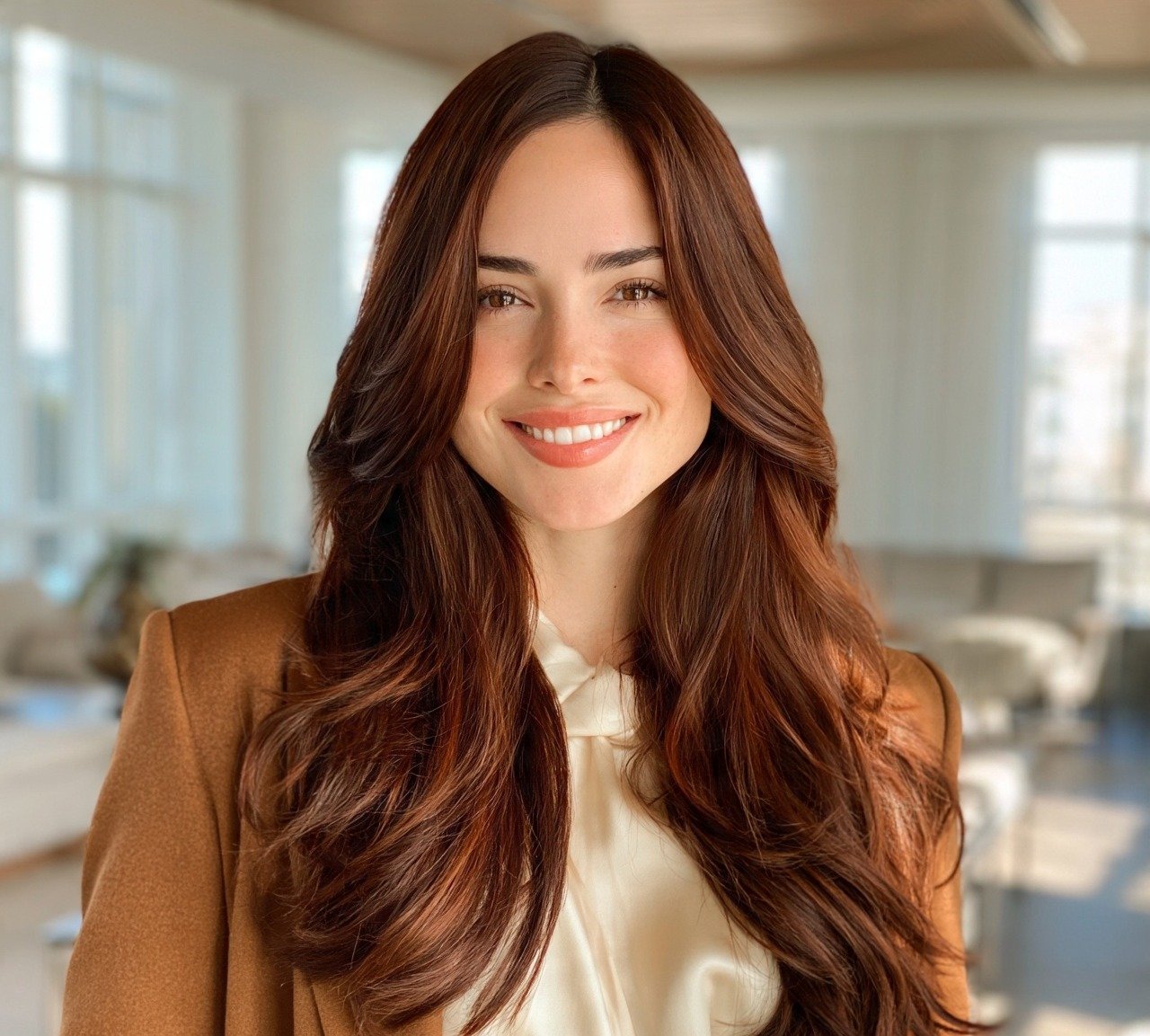 3. Chestnut Brown with Reddish Reflects Hair Color