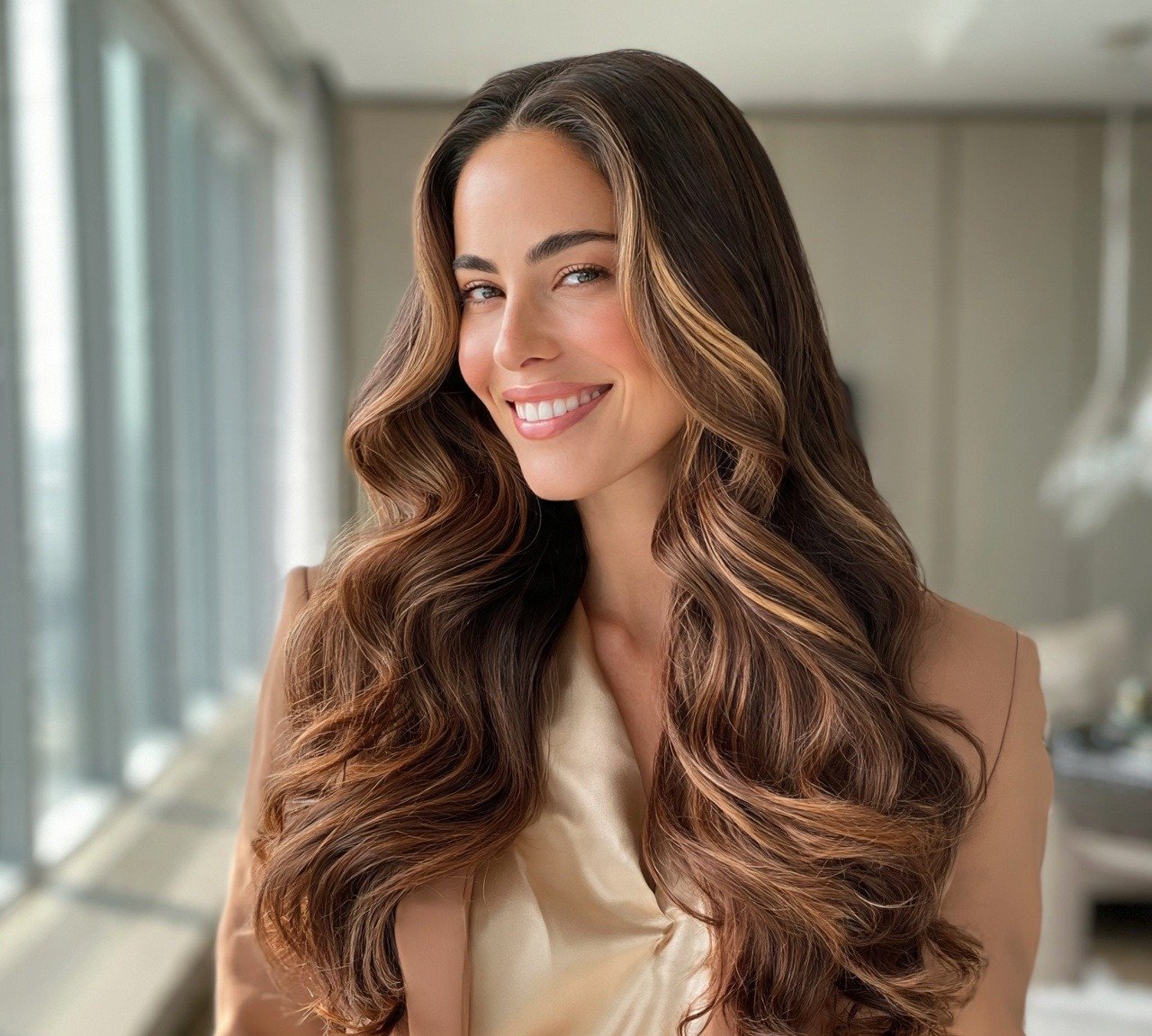 3. Chocolate Caramel Highlights Hair Color