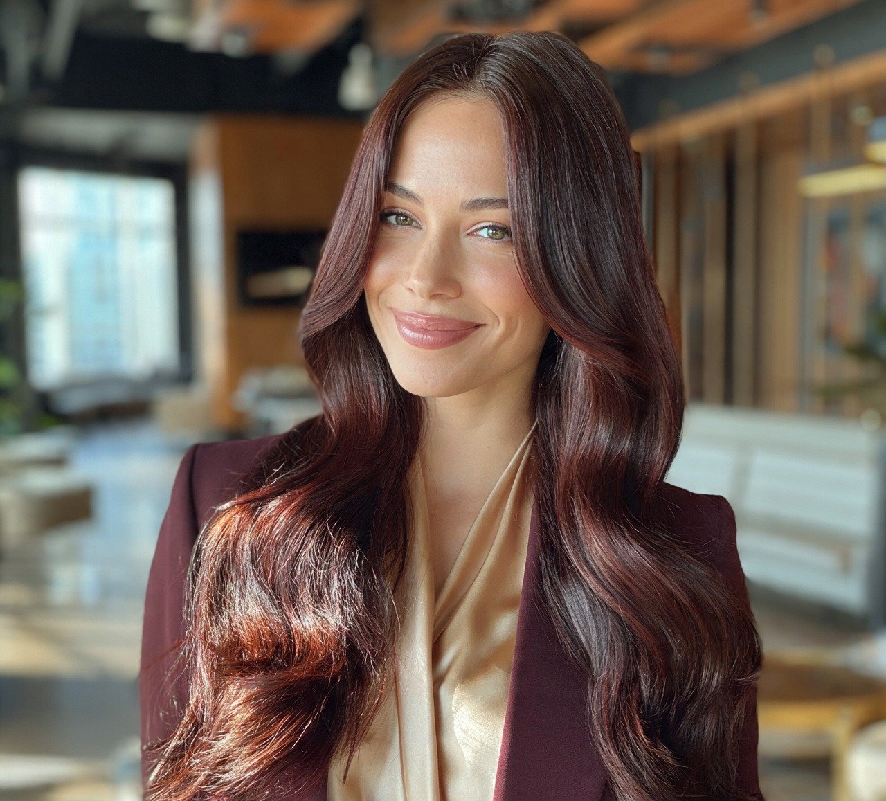 3. Chocolate Cherry Brown Hair Color for Brunettes