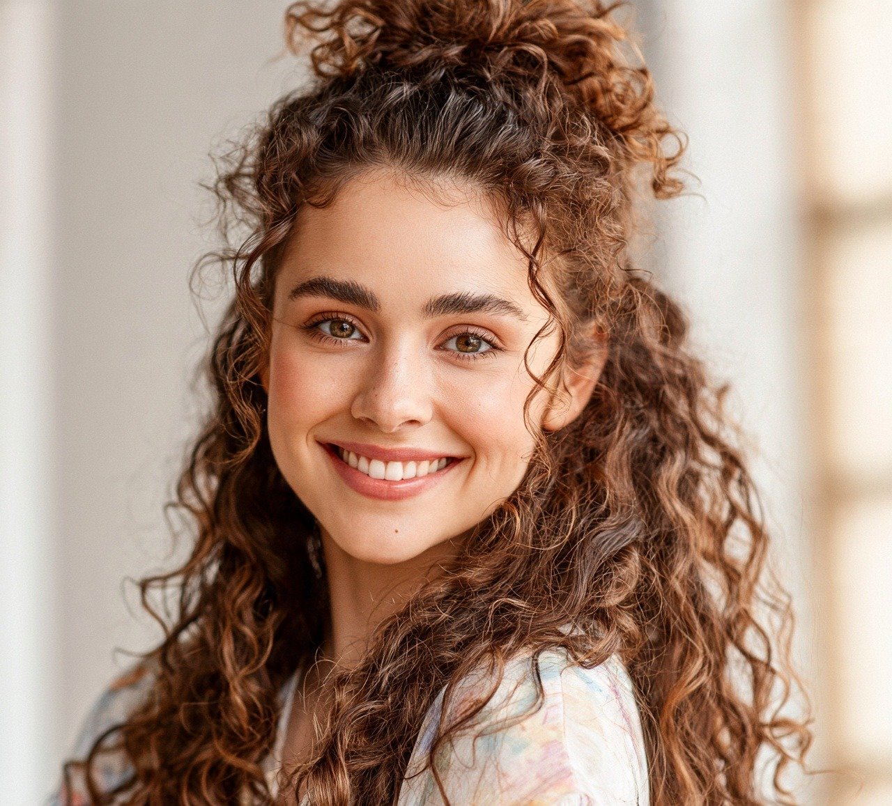 13 Trendy Half Bun Hairstyles Ideas For Every Hair Type and Occasion 4 3. Curly Half Bun Hairstyles