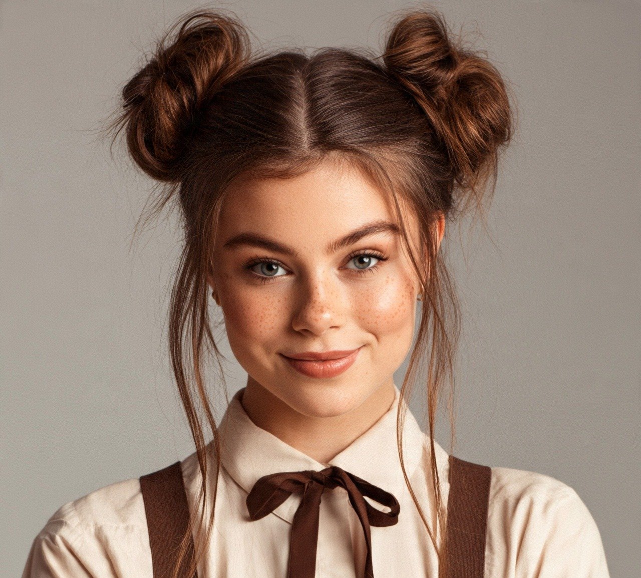 3. Half Up Space Buns Updo Hairstyles For School