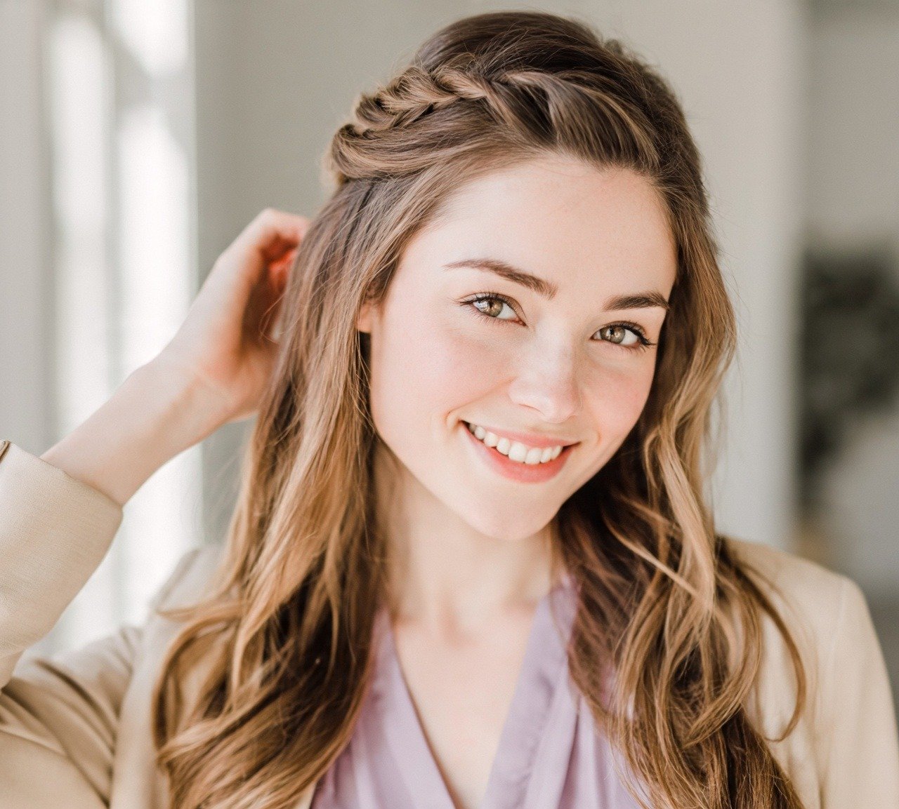3. Half Up Twisted Crown Cute Hairstyles