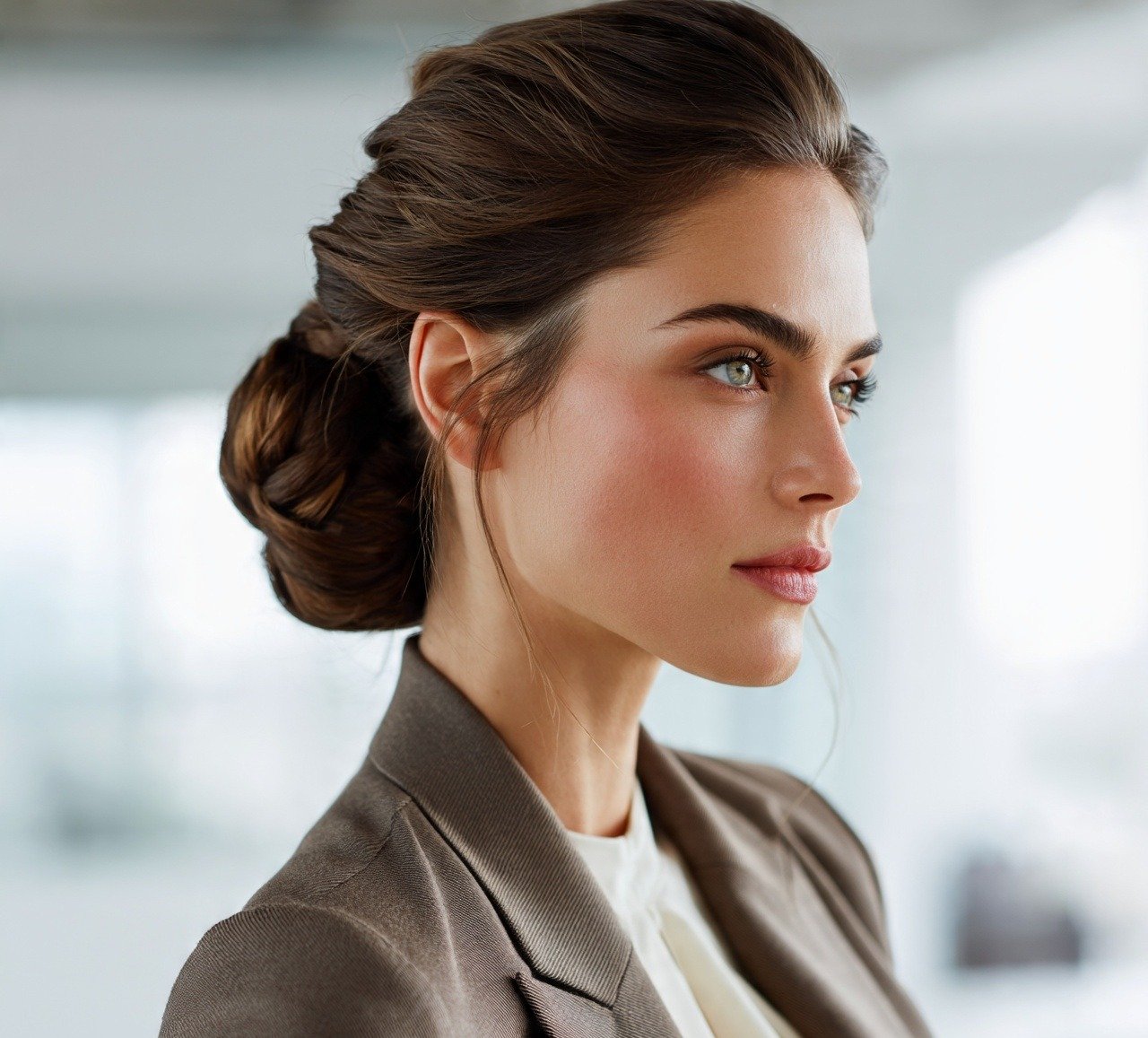 17 Trending Updo Hairstyles For Work That Look Polished and Professional 4 3. Twisted Chignon Updo Hairstyles For Work