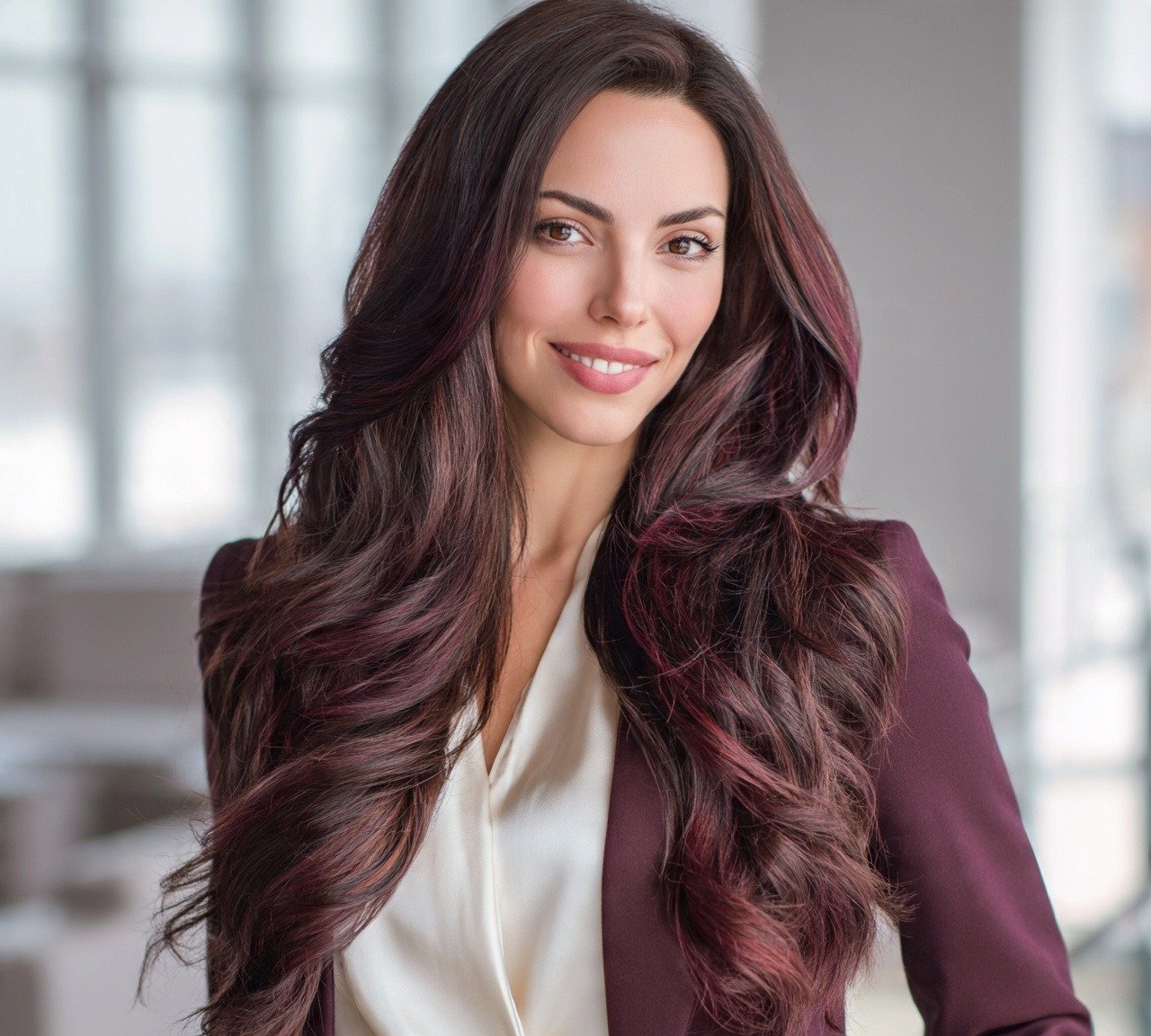 4. Burgundy Highlights on Brown Hair Hair Color