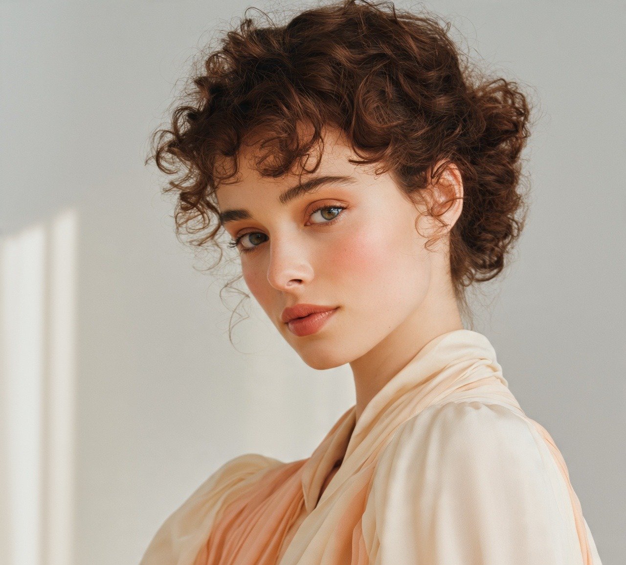 15 Trending Curly Bun Hairstyles That Instantly Elevate Your Style 5 4. Curly Bun with Bangs Hairstyles