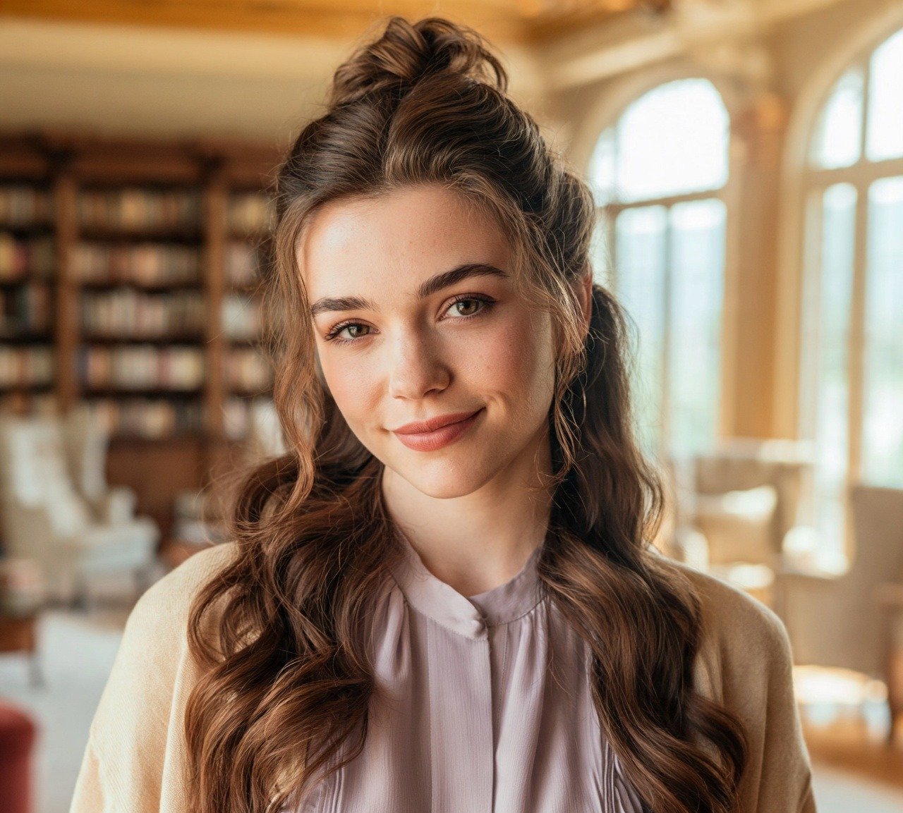 4. Half Up Wavy Bun Hairstyles