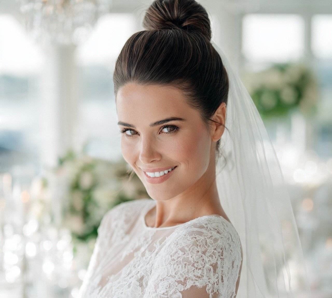 Bun Hairstyles For Wedding: 13 Trendy Ideas to Inspire Your Big Day 5 4. High Bun with Veil Hairstyles For Wedding