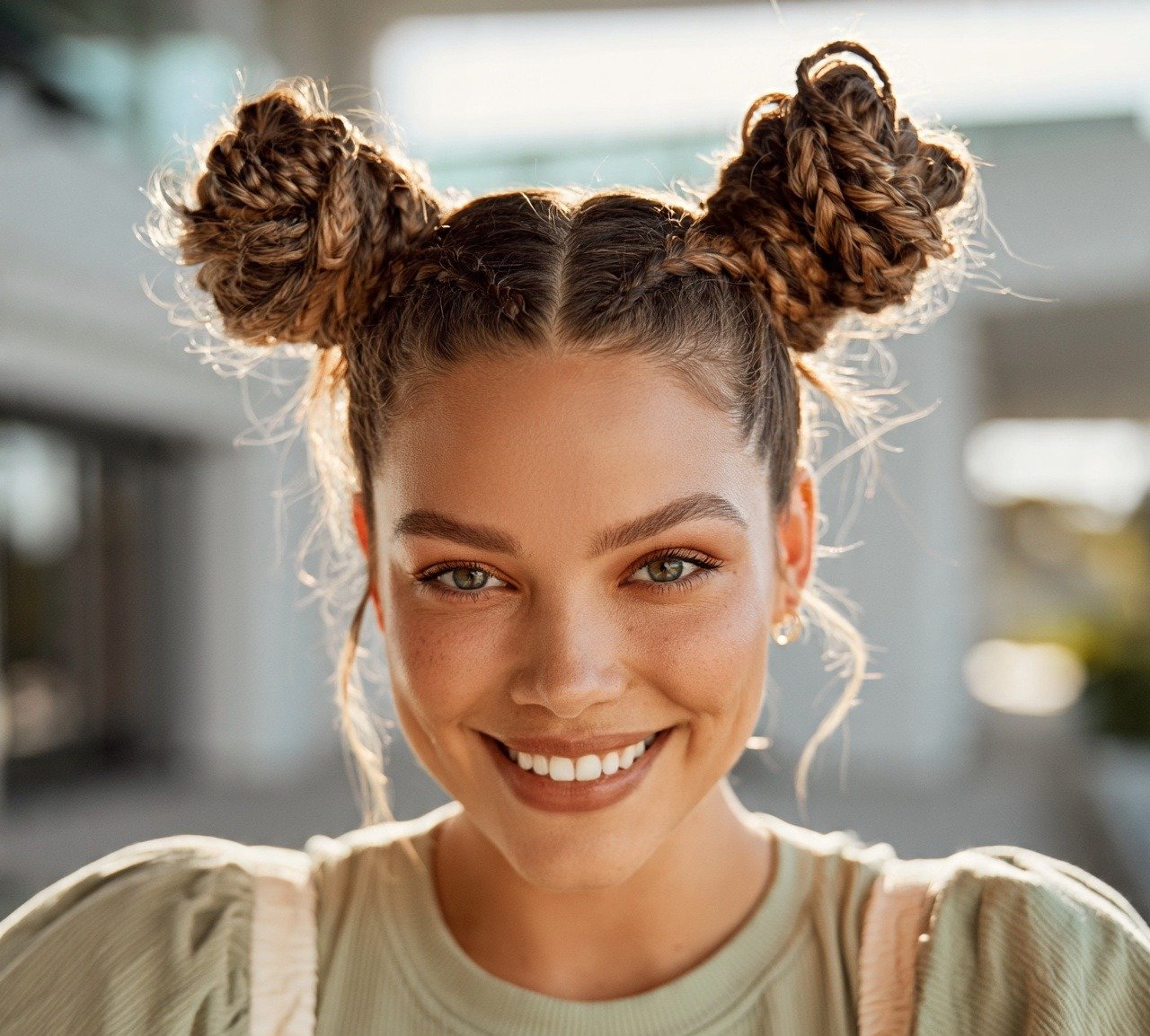 Space Bun Hairstyles: 14 Trendy Ideas to Try Right Now 5 4. Space Buns With Braids Hairstyles
