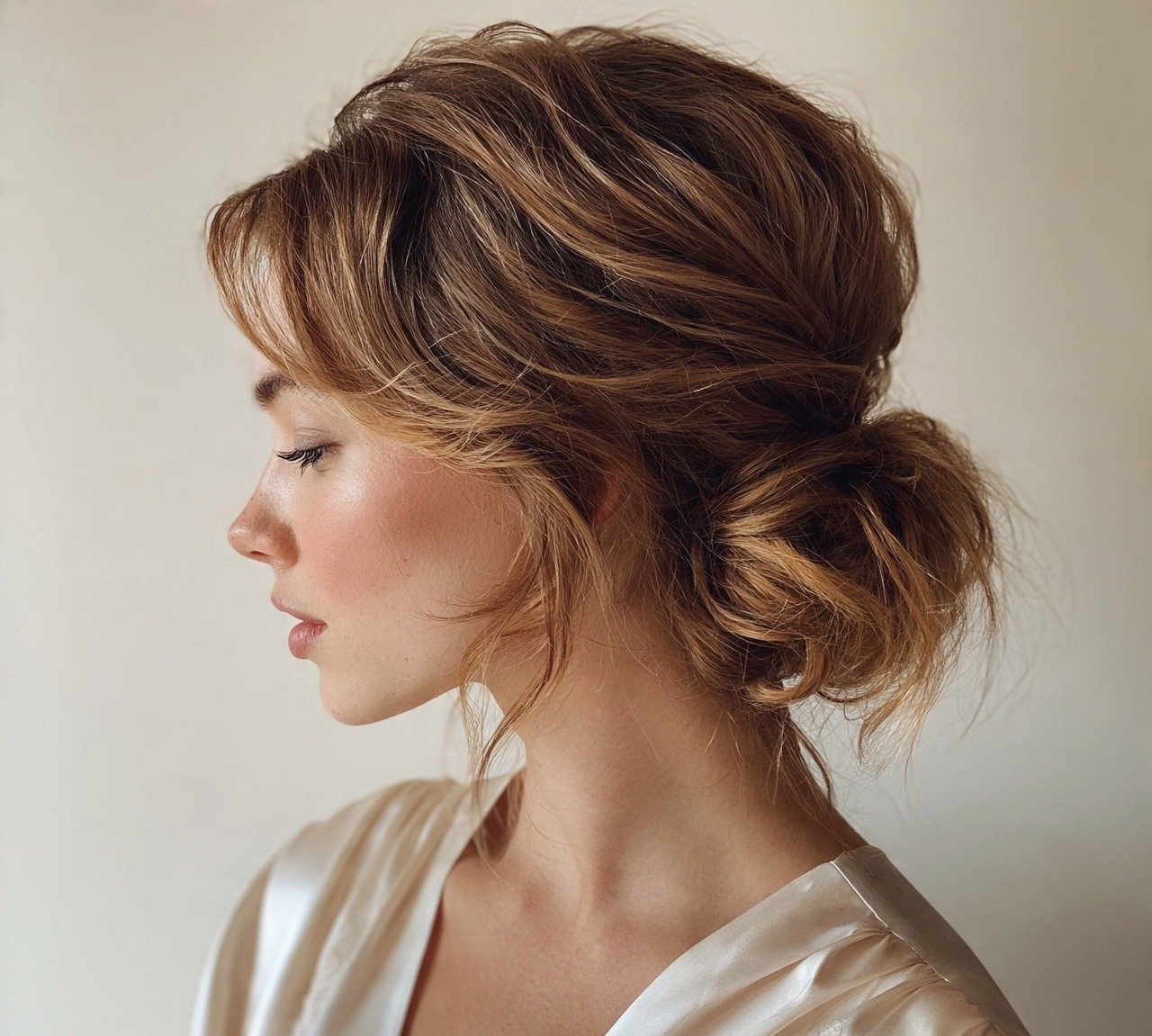 4. Textured Messy Bridal Bun Wedding Hairstyles