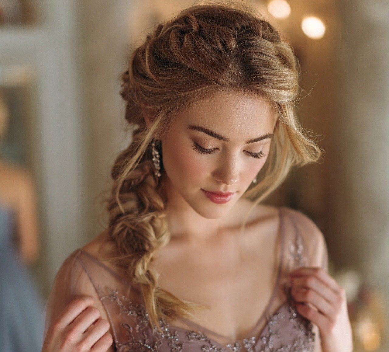 Updo Hairstyles For Prom: 16 Trending Looks to Steal the Night 5 4. Waterfall Braid Updo Hairstyles For Prom Night