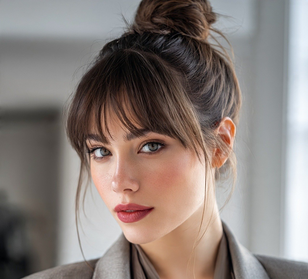 5. Bun With Bangs Hairstyles