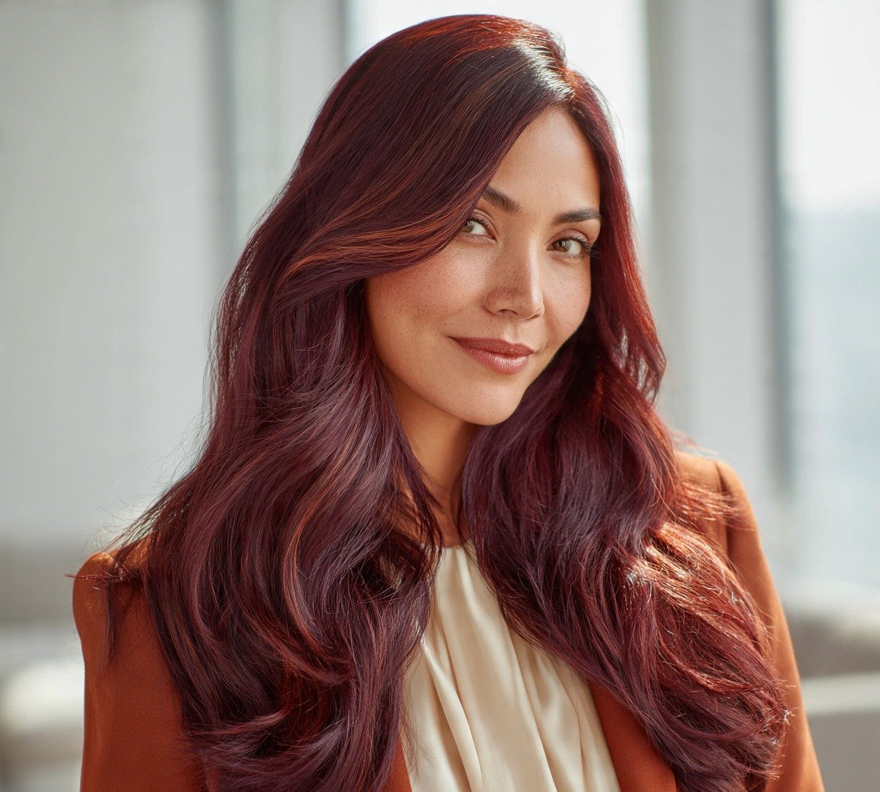 5. Burgundy Hair with Copper Accents Hair Color