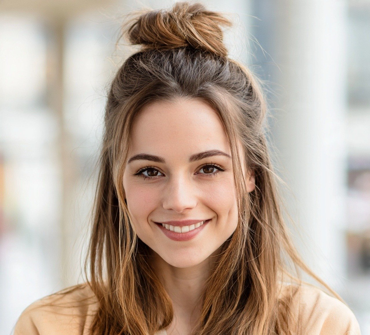 5. Half Up Bun Half Bun Cute Hairstyles 1