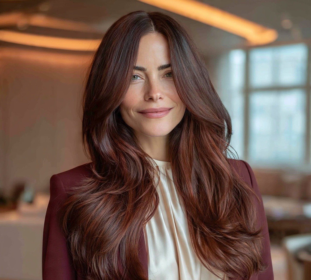5. Mocha Brown with Red Undertones Hair Color