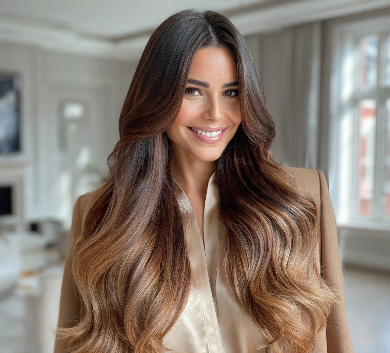 5. Warm Toffee Ombre Hair Color for Brunettes