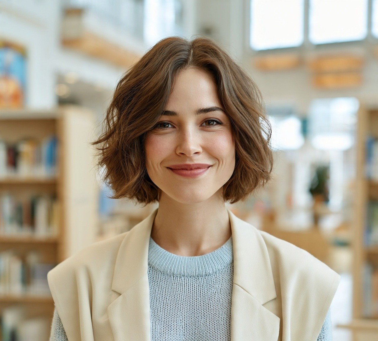 6. Chin Length Wavy Bob Short Hairstyles For Women