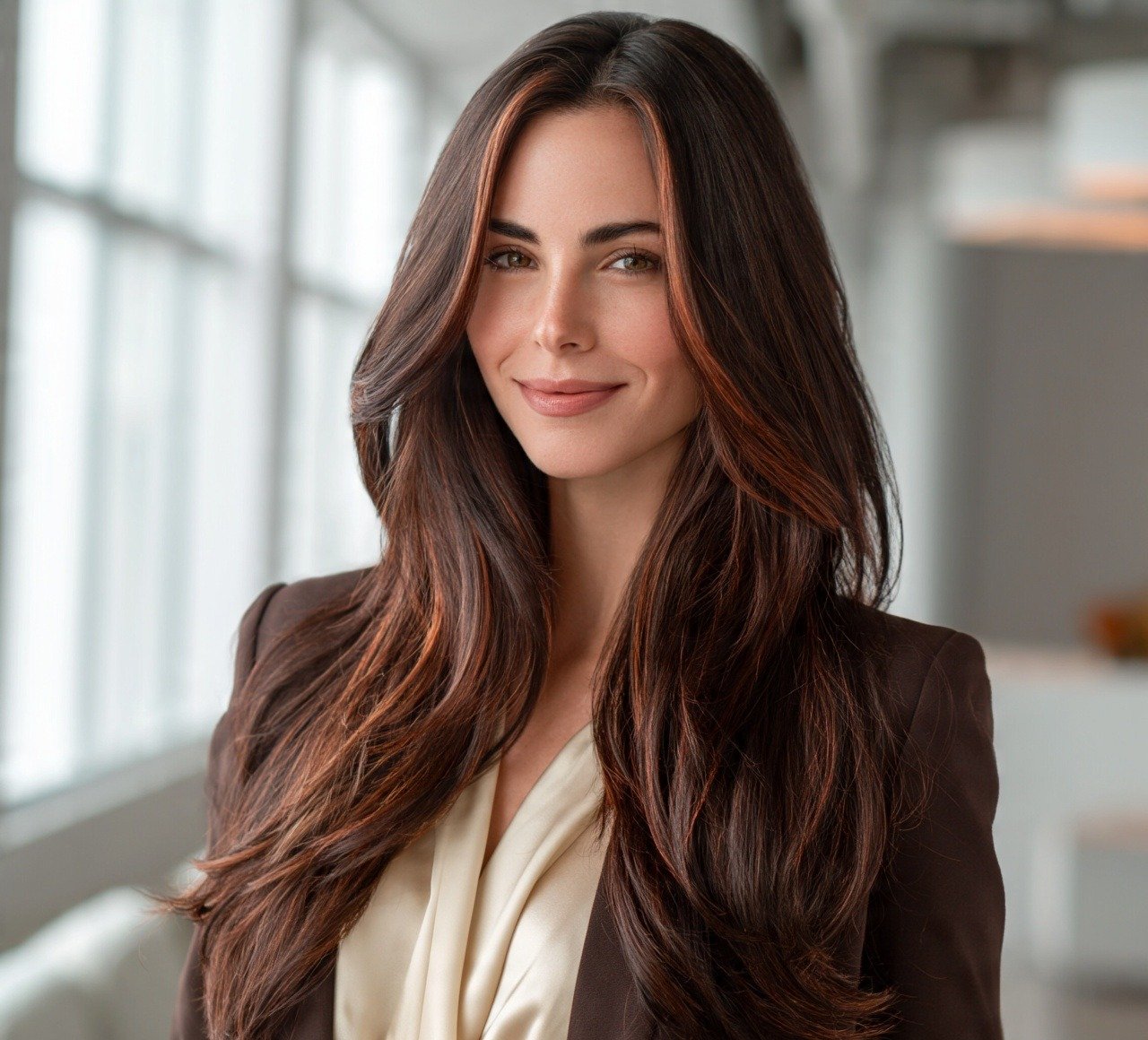 6. Copper Highlights on Dark Hair Hair Color