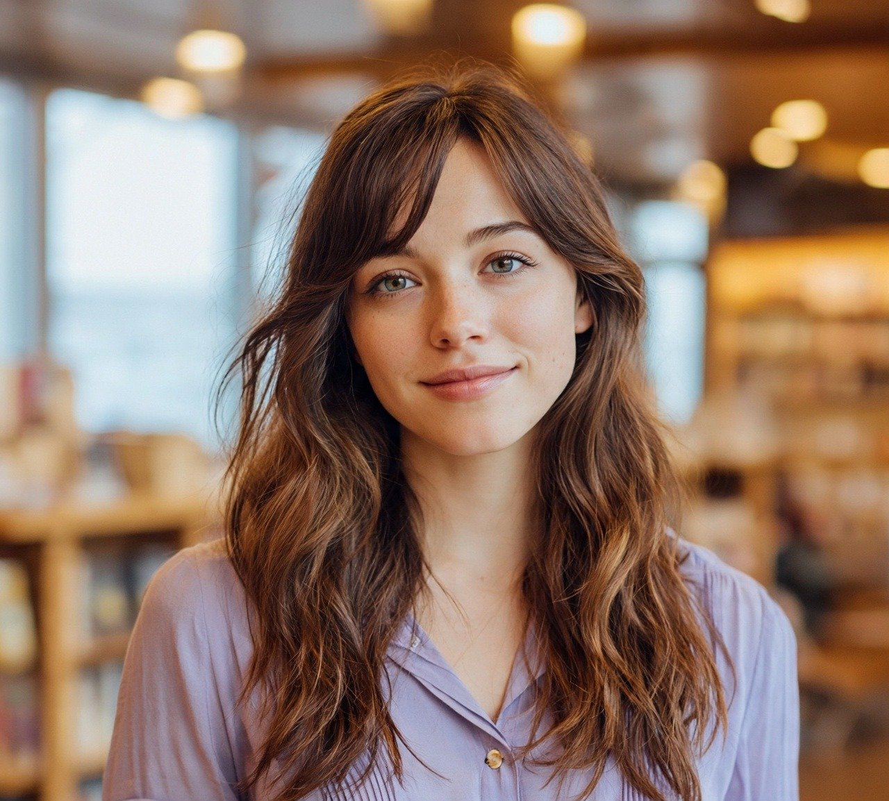 6. Curtain Bangs With Waves Hairstyles