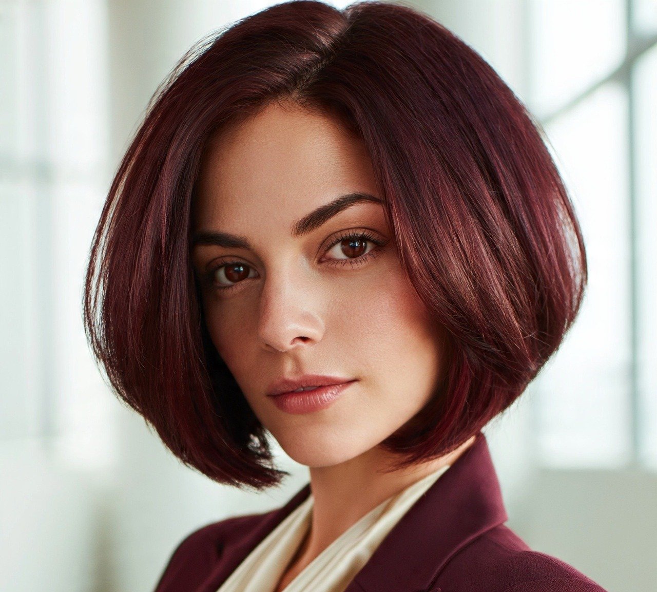 6. Dark Burgundy Bob Hair Color