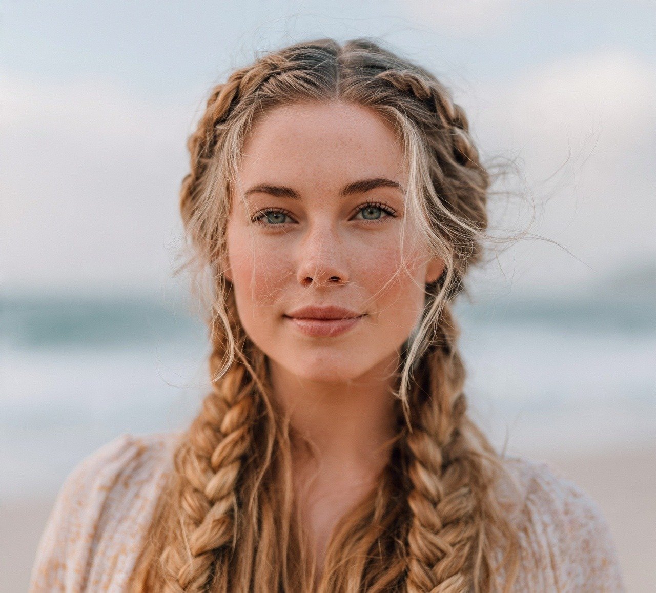 6. Double Dutch Braids Beach Hairstyle for Long Hair
