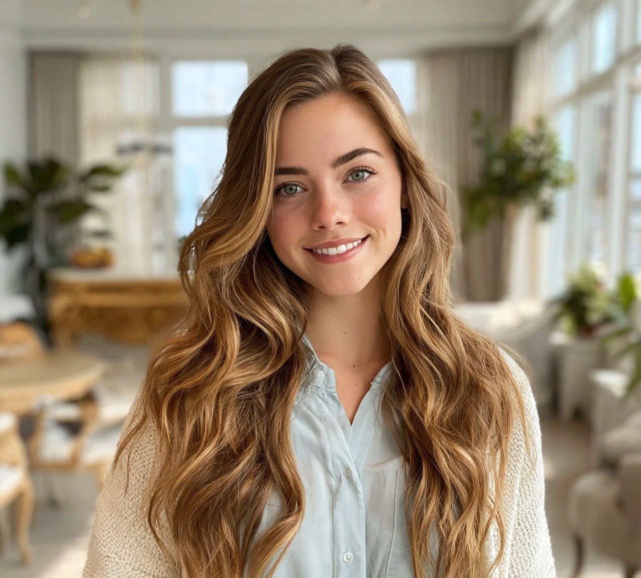 6. Long Beachy Waves With Face Framing Highlights Hairstyles