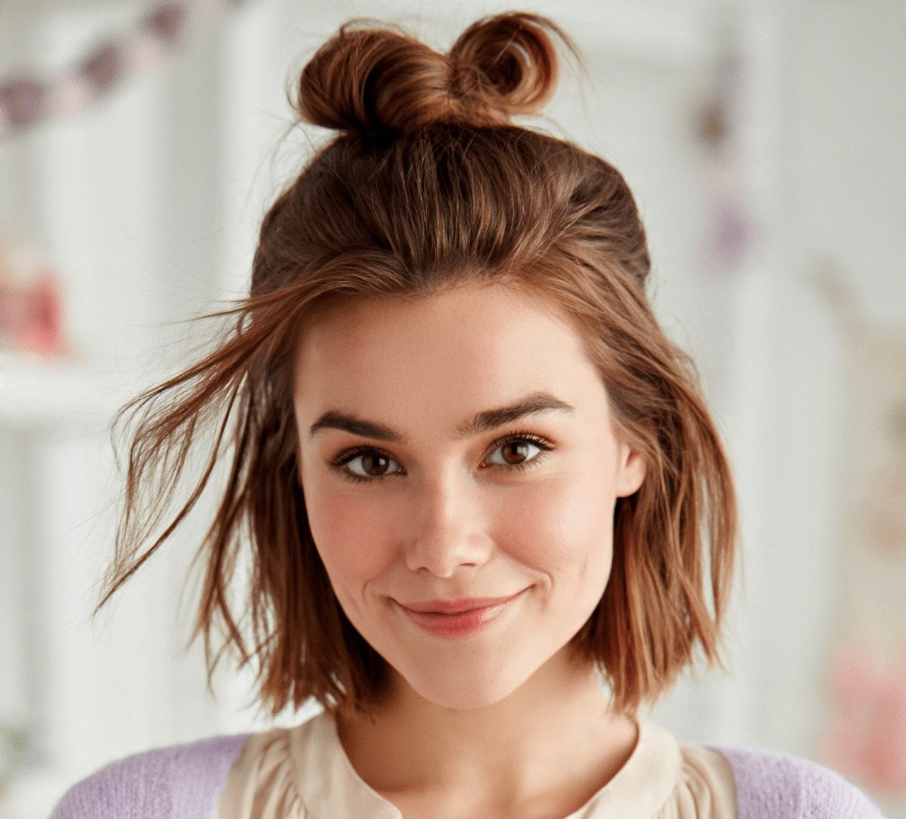 Bun Hairstyles for Short Hair: 13 Trendy Ideas to Try Now 7 6. The Half Up Bun Hairstyles For Short Hair