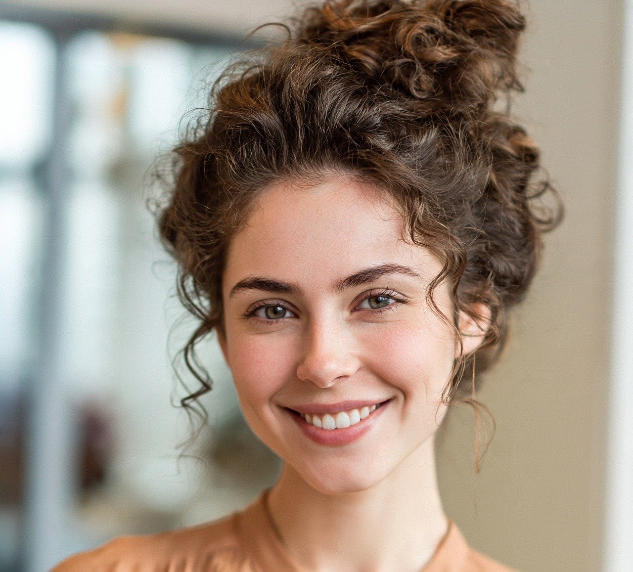 7. Curly Bun Cute Hairstyles