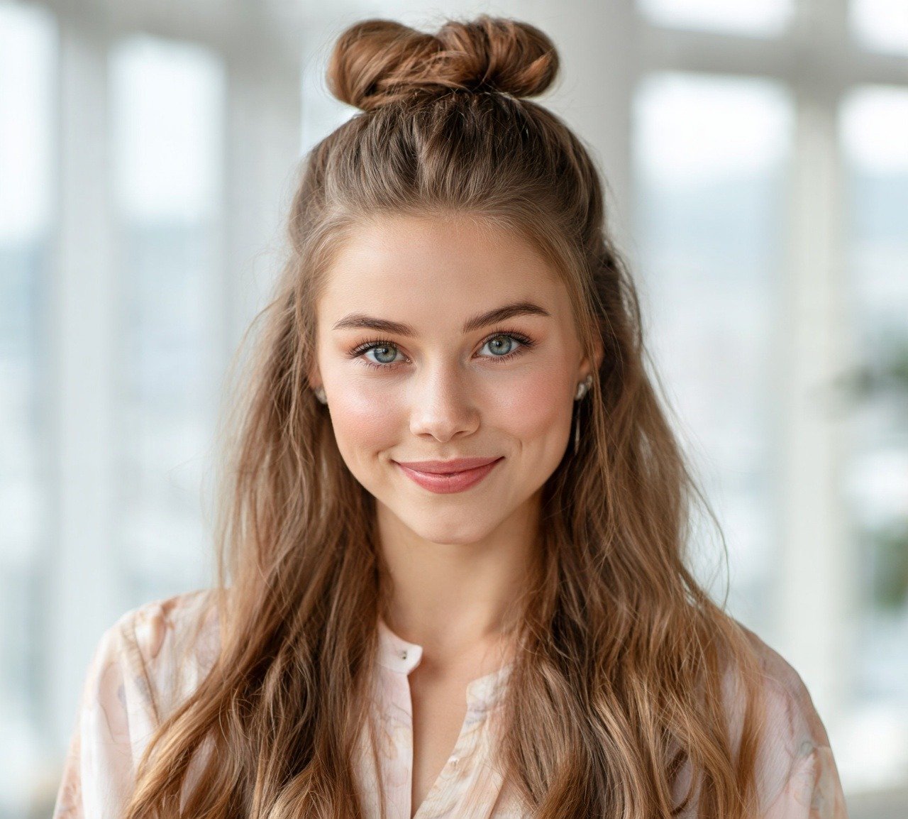 14 Trending Bun Hairstyles For Long Hair You'll Want to Try 8 7. Half Up Bun Hairstyles For Long Hair