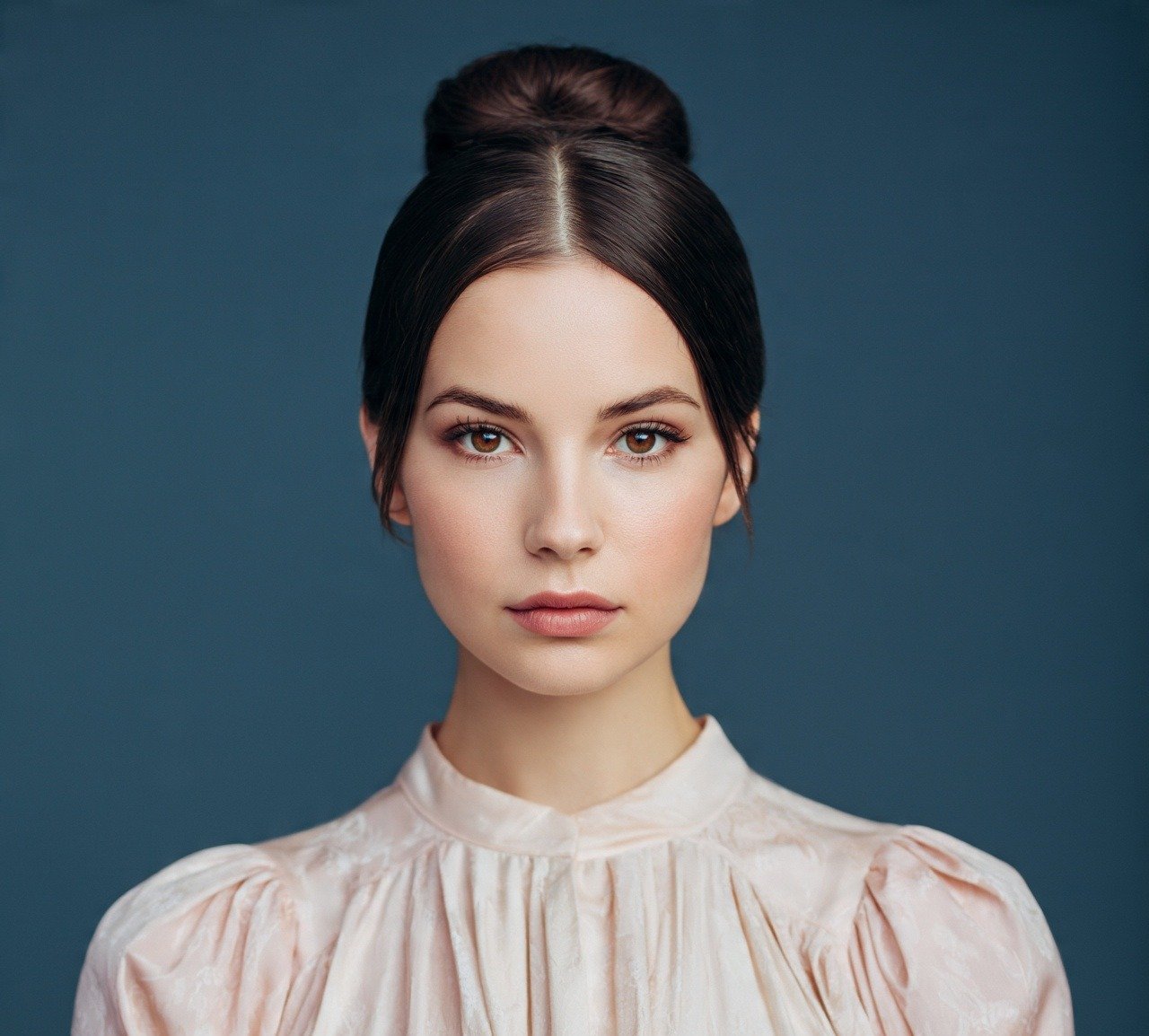 7. Sleek Bun with Middle Part Hairstyles