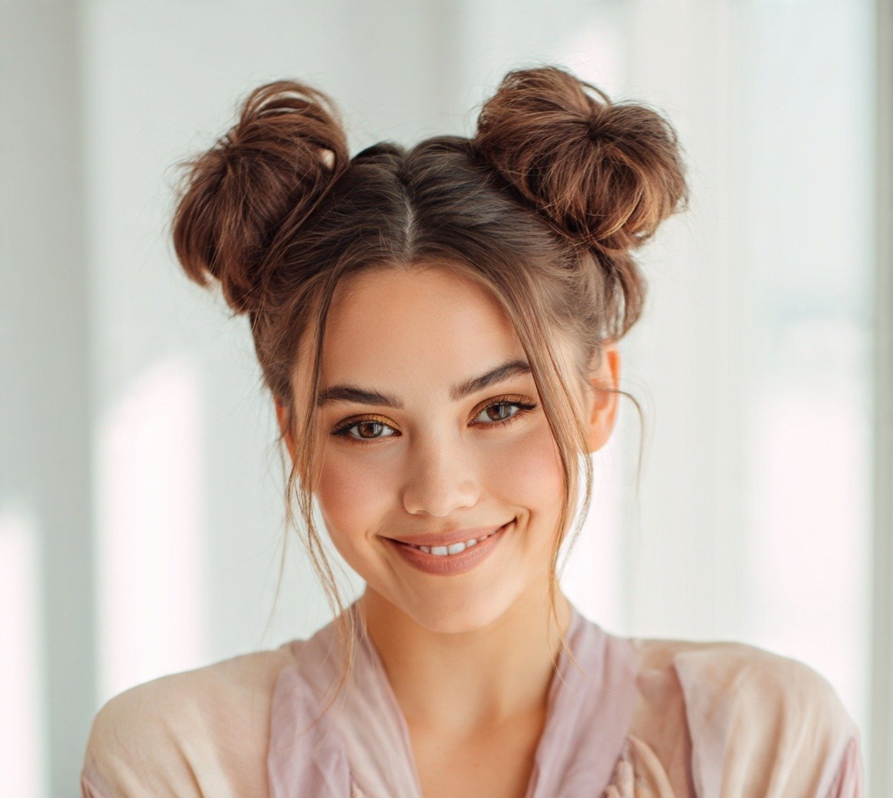 7. Space Buns Easy Hairstyles