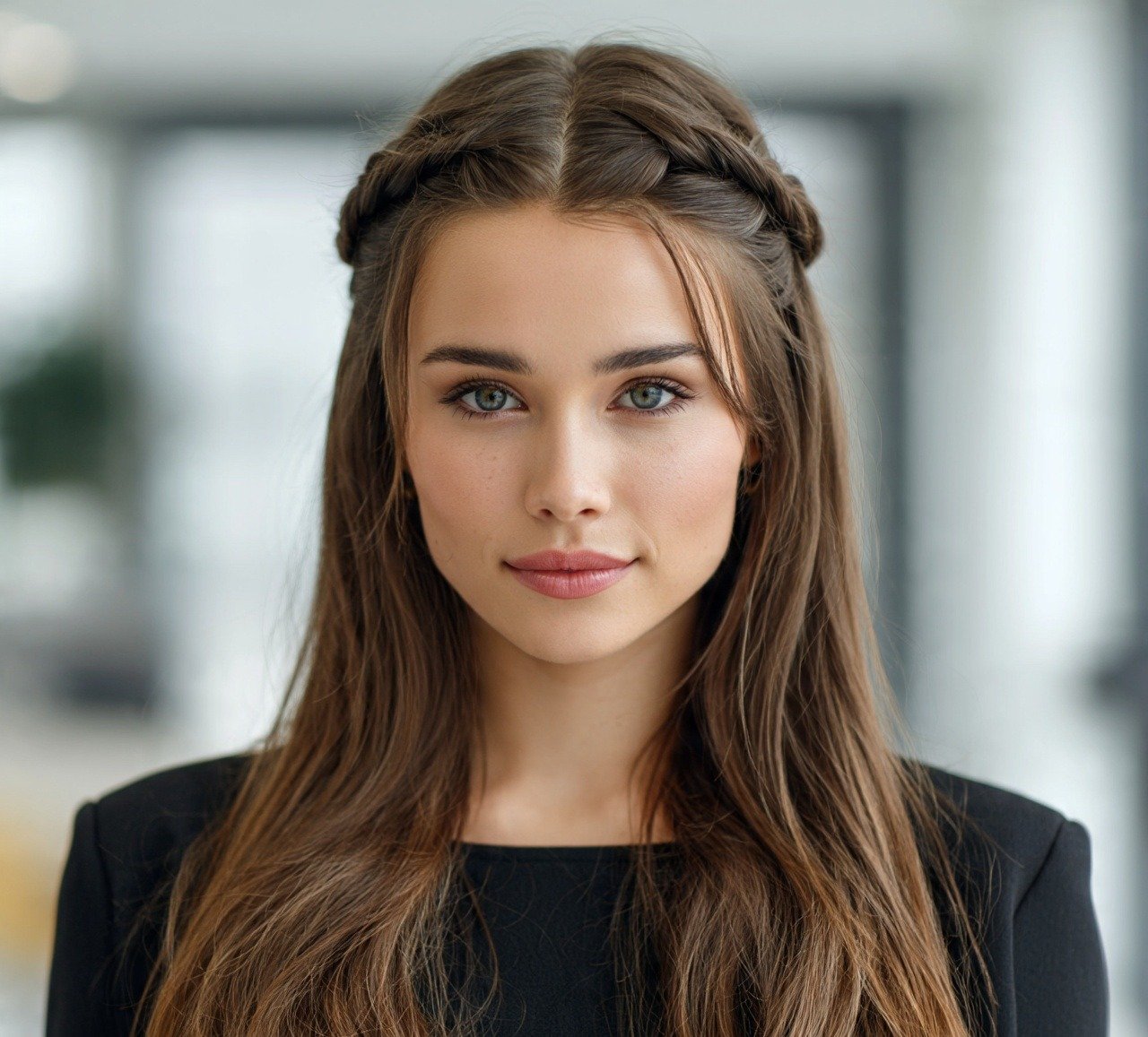 7. Twisted Half Up Bun Work Hairstyles For Long Hair