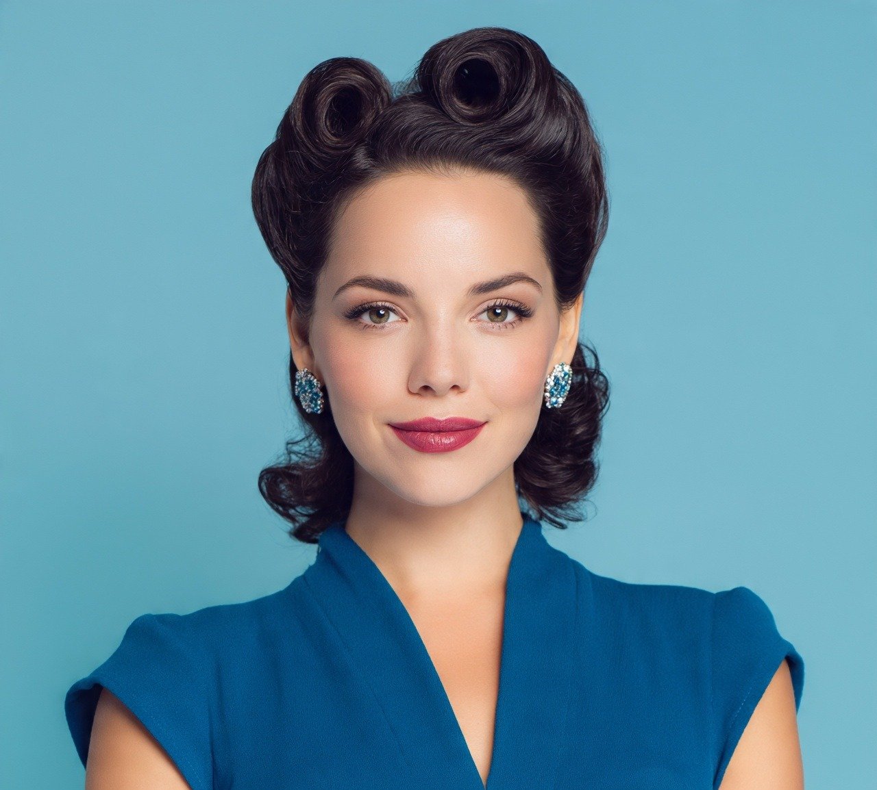 7. Vintage Victory Rolls with Pinned Back Length Updo Hairstyles For Long Hair