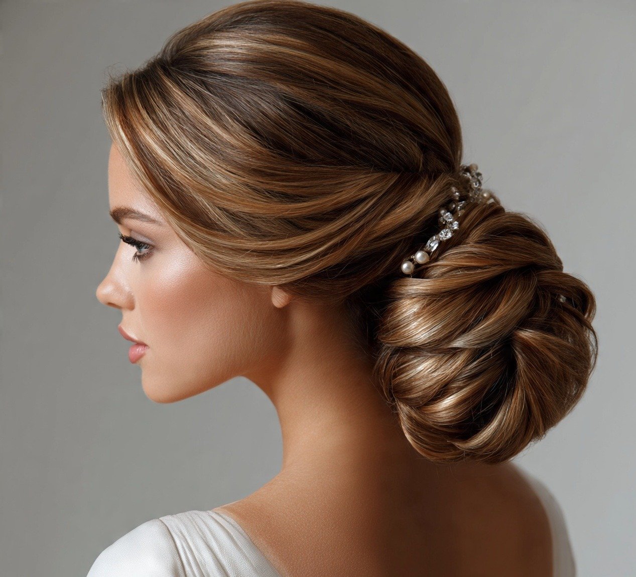 15 Bun Hairstyles for Long Hair: Trending Ideas Worth Pinning 9 8. Bridal Bun with Accessories For Long Hair