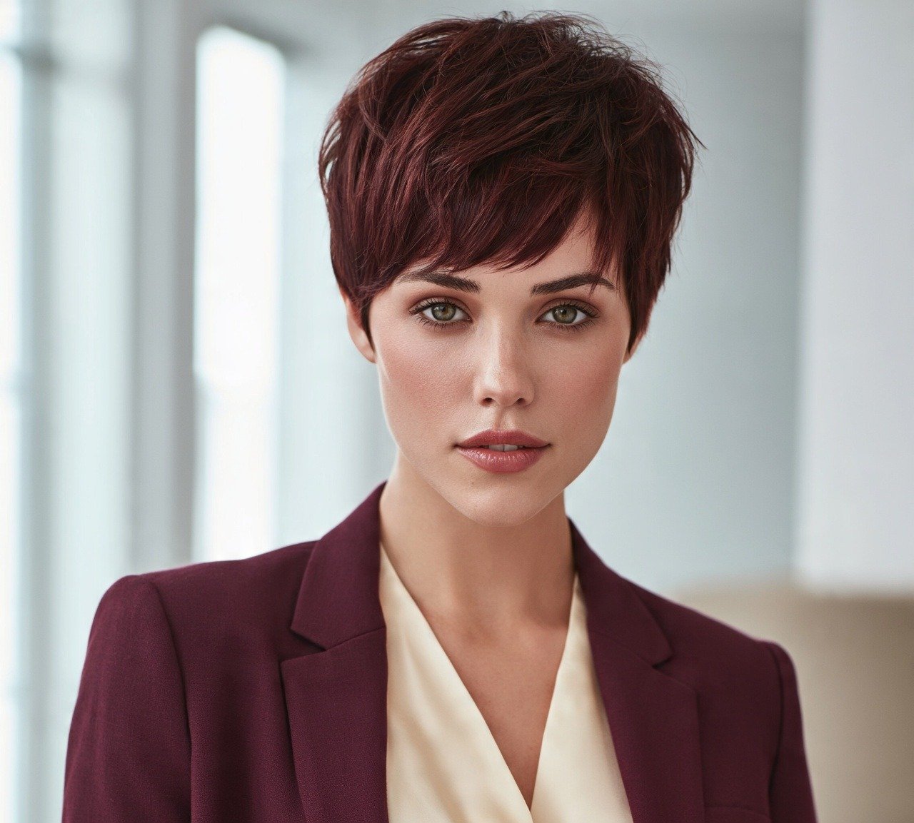 8. Burgundy Pixie Cut Hair Color