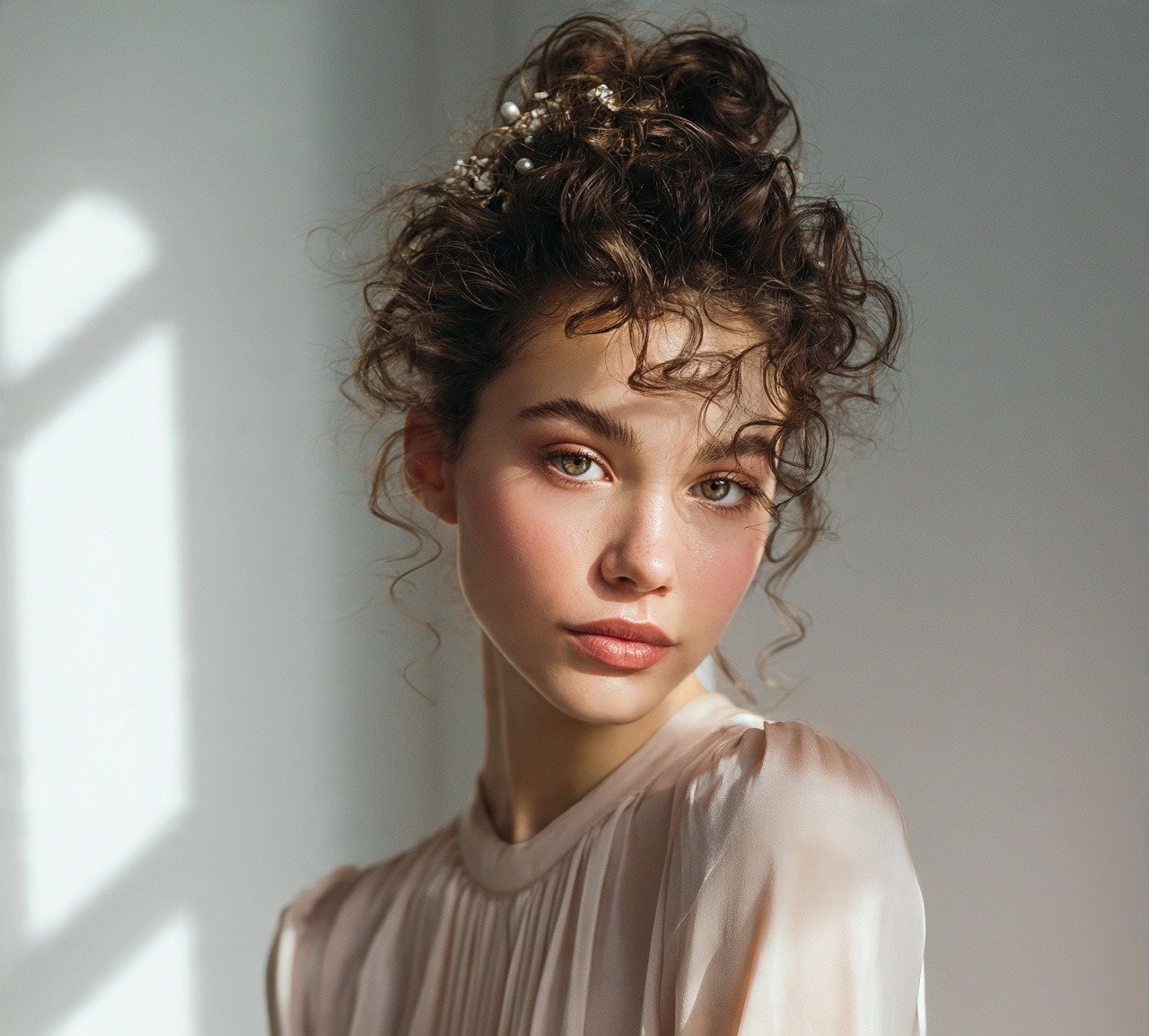 15 Trending Curly Bun Hairstyles That Instantly Elevate Your Style 9 8. Curly Bun with Accessories Hairstyles