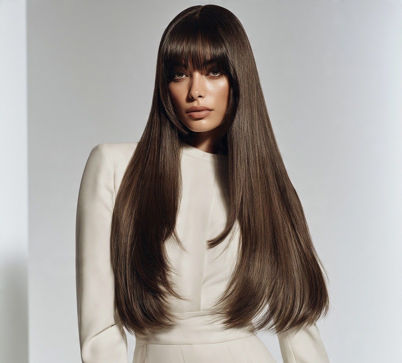 8. Curtain Bangs with Long Layers For Straight Hair