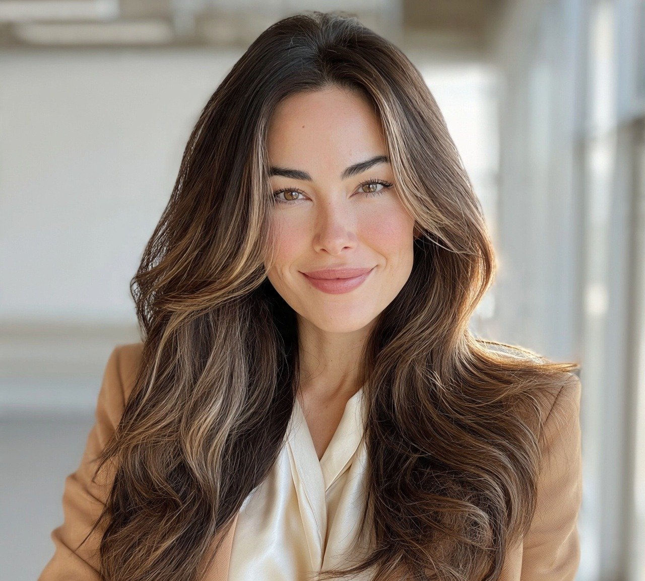 8. Dark Brunette with Face Framing Highlights Hair Color