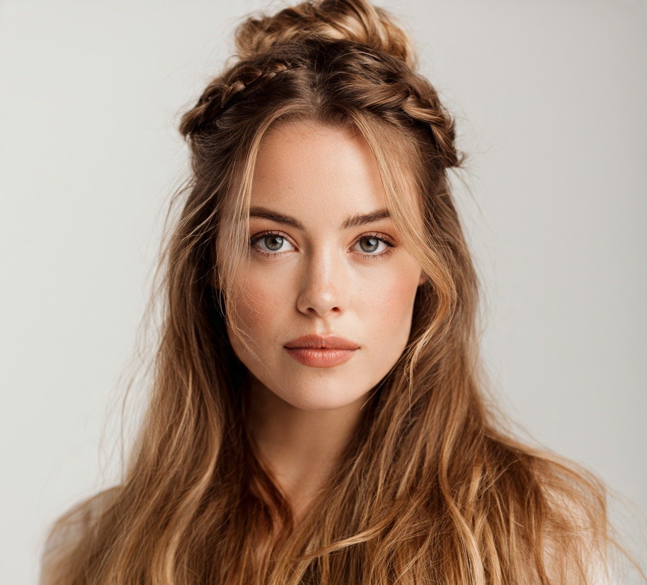 8. Half Up Braided Bun For Long Hair
