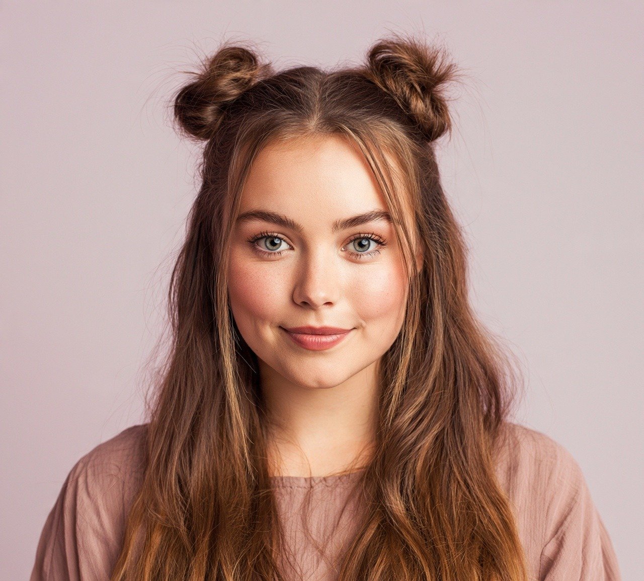 Quick Hairstyles For Long Hair: 13 Easy & Trending Everyday Looks 9 8. Half Up Space Buns Quick Hairstyle For Long Hair