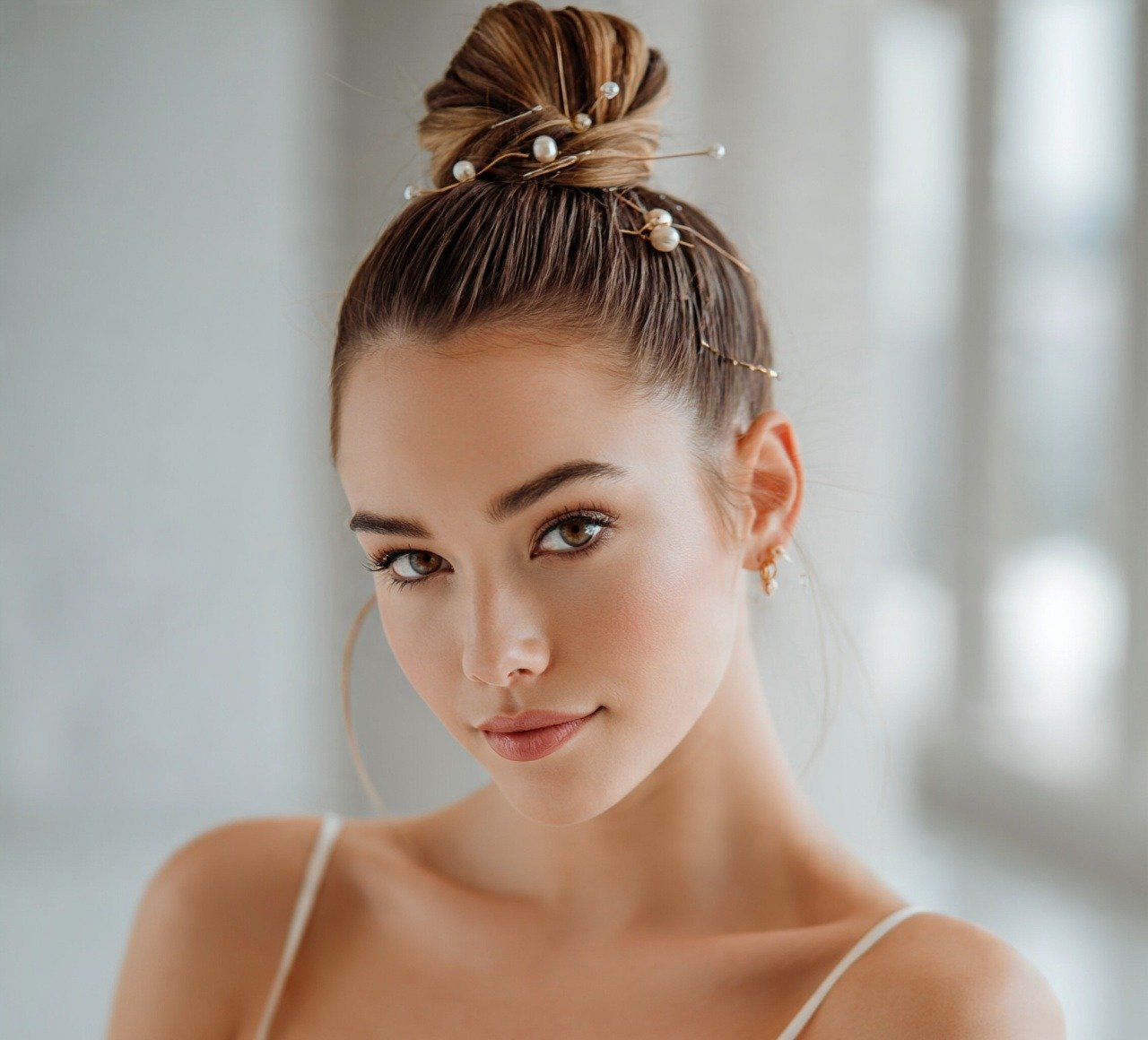 8. Top Knot With Accessories High Bun Hairstyles 1