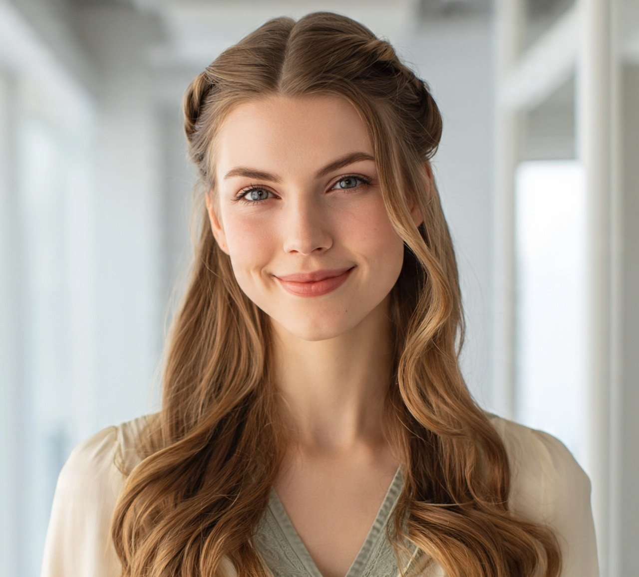 13 Trendy Half Bun Hairstyles Ideas For Every Hair Type and Occasion 9 8. Twisted Half Bun Hairstyles