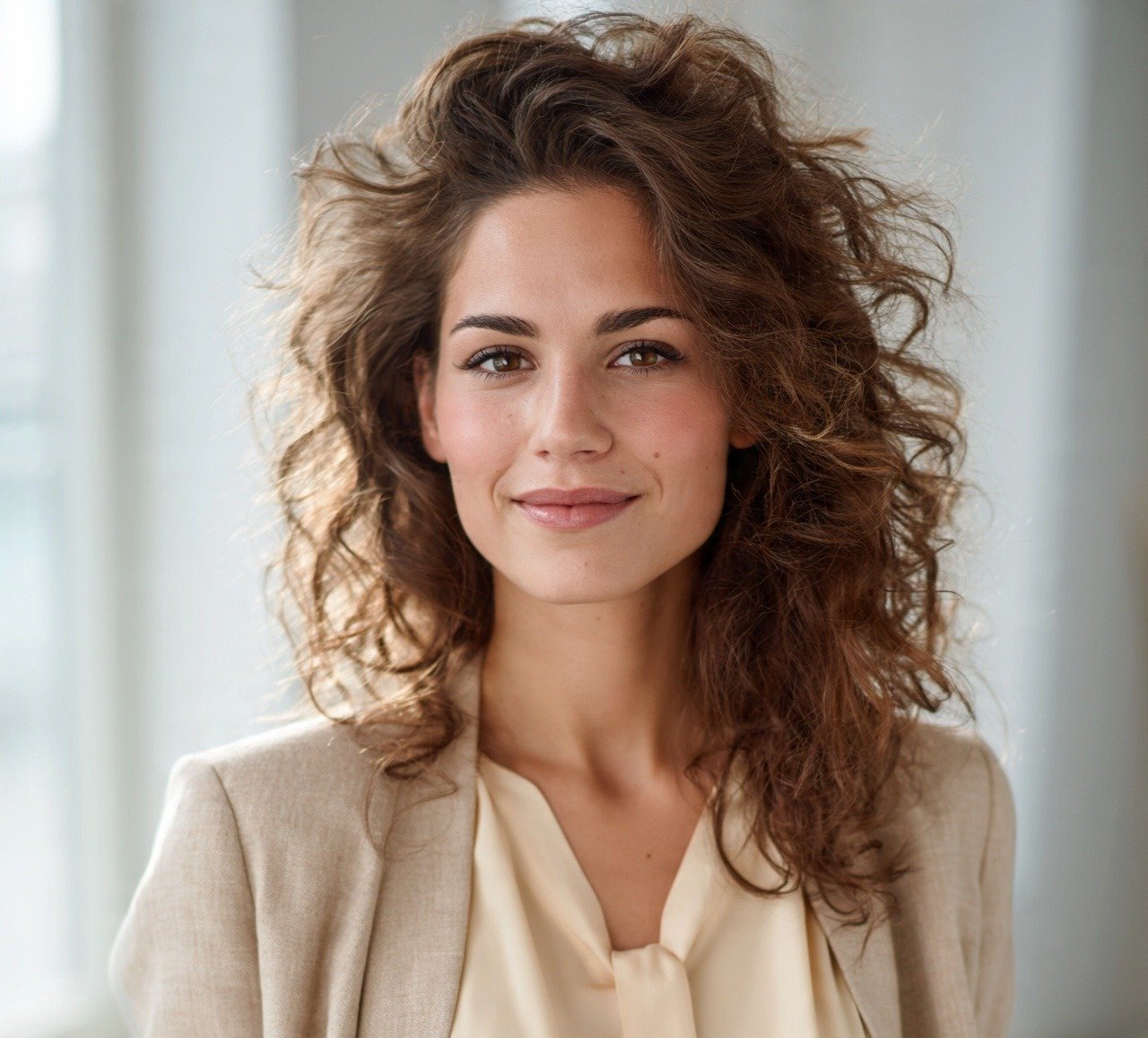 8. Voluminous Curly Blowout Thick Hairstyles