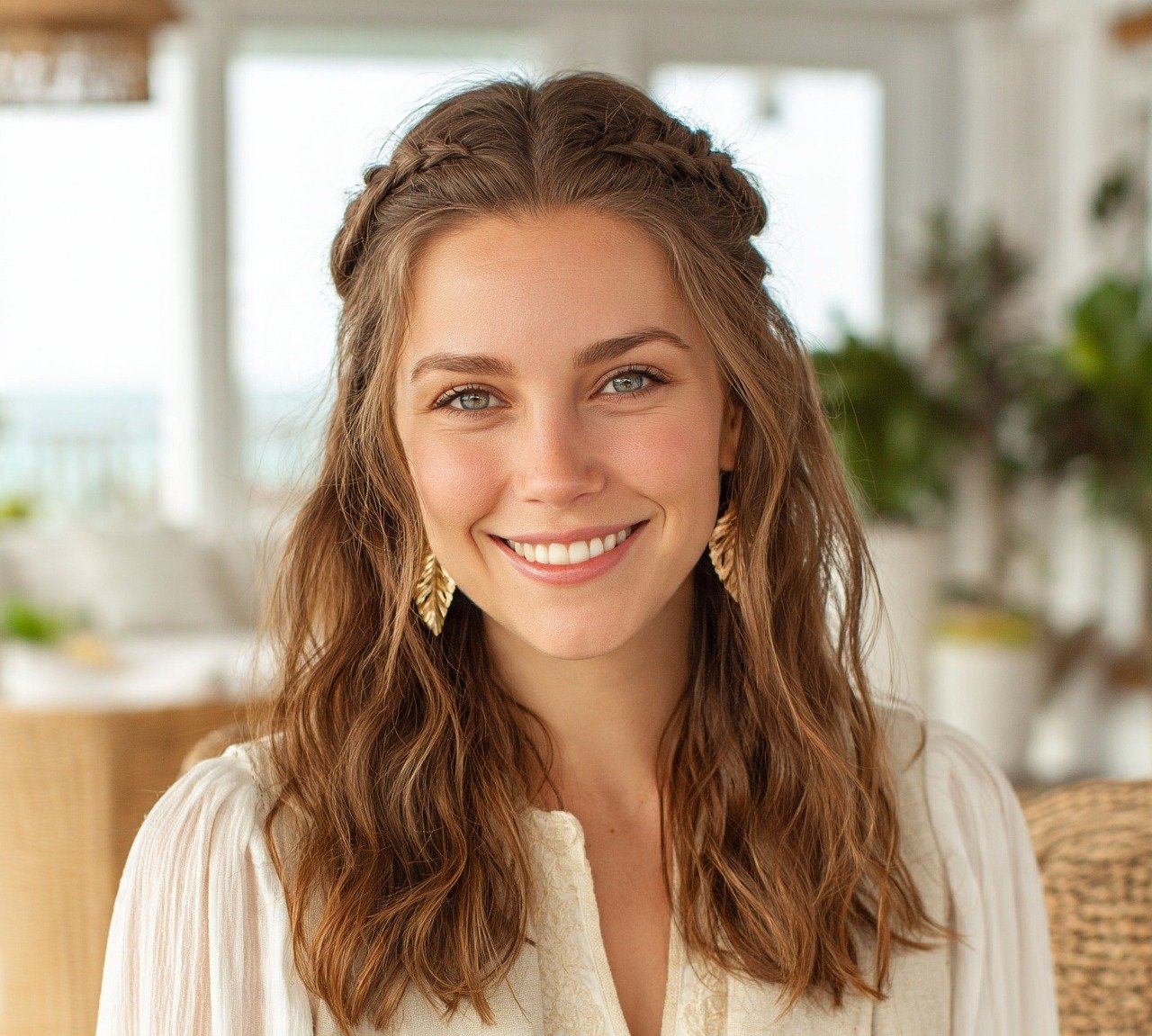 9. Boho Braided Waves Medium Hairstyles