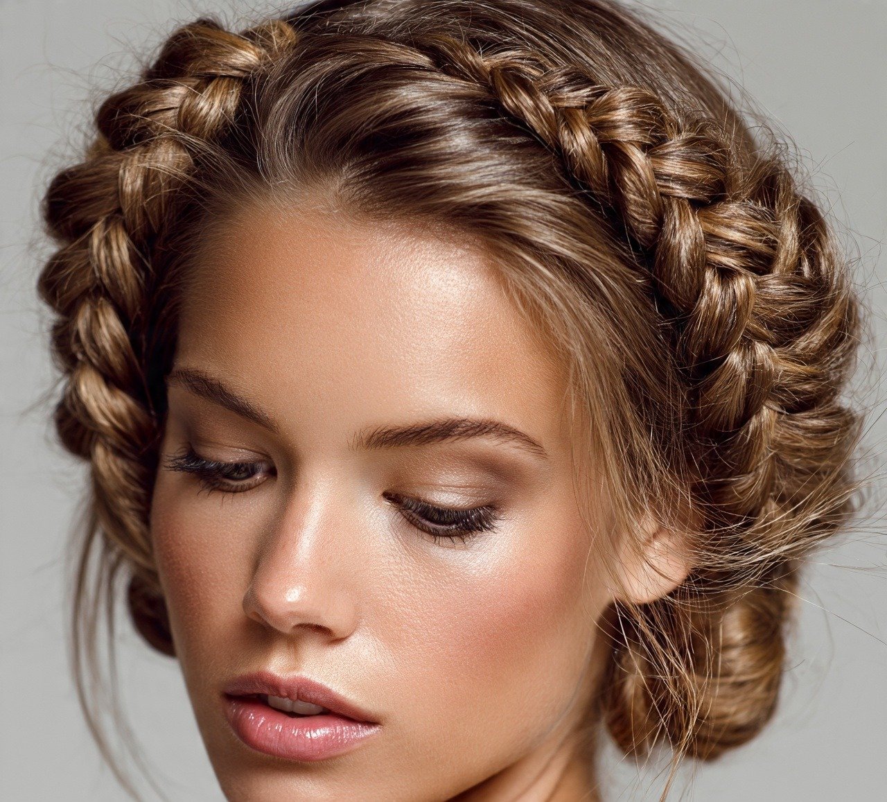 9. Double Braided Bun Updo Hairstyle