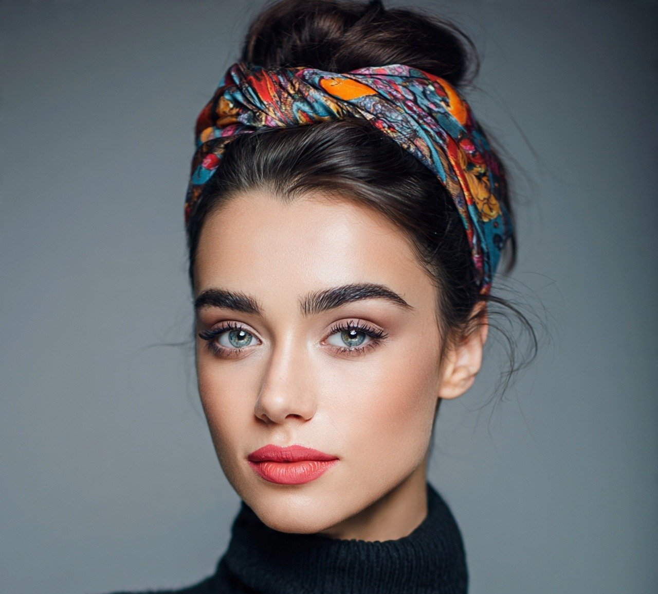 9. Sleek Bun with Scarf Hairstyles